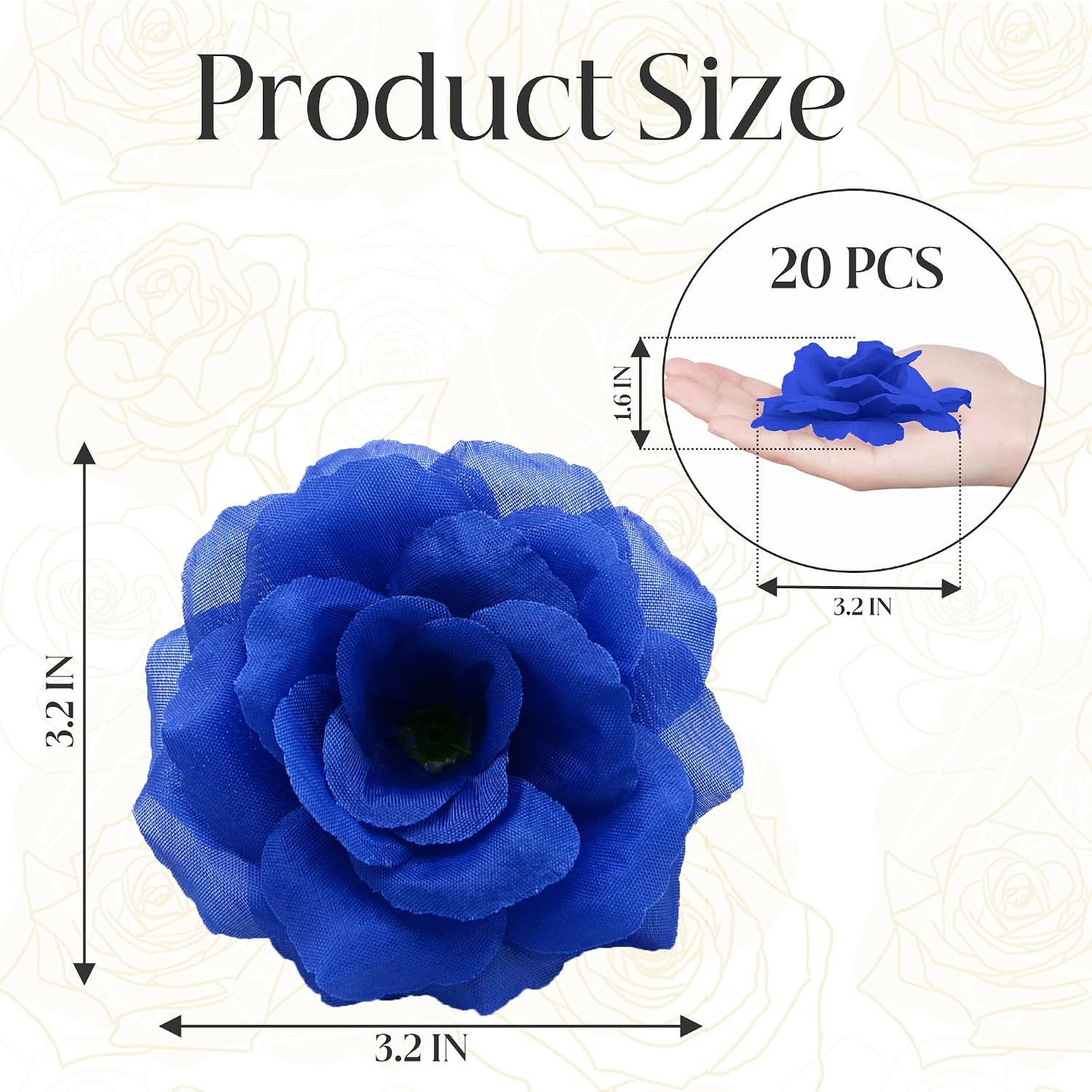 20 Pcs Rose Flower Head, Artificial Flowers Bulk for DIY Crafts, 3in Fake Rose S
