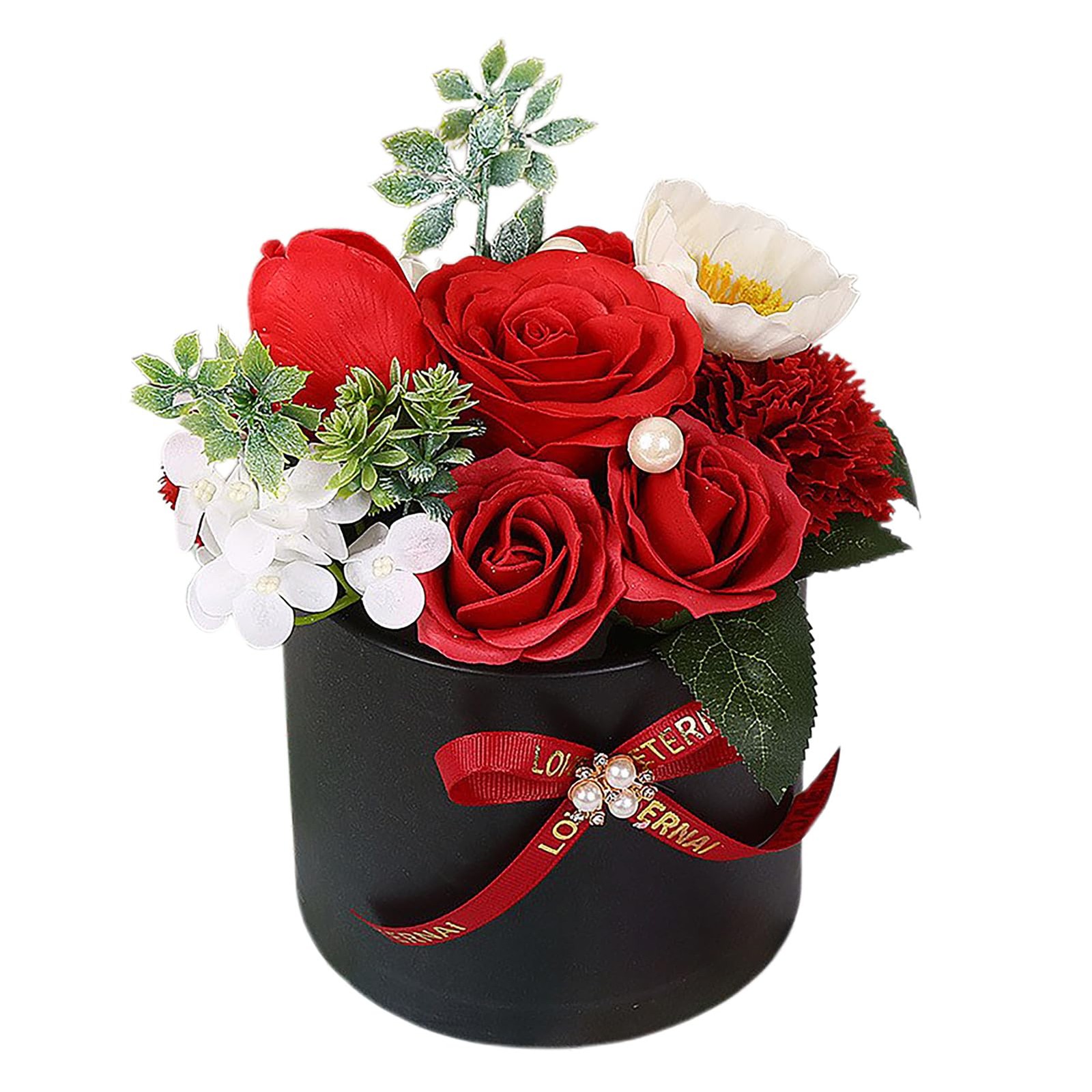 Soap Flowers Bouquet, Artificial Scented Rose Soap Flower Arrangement with Gi…