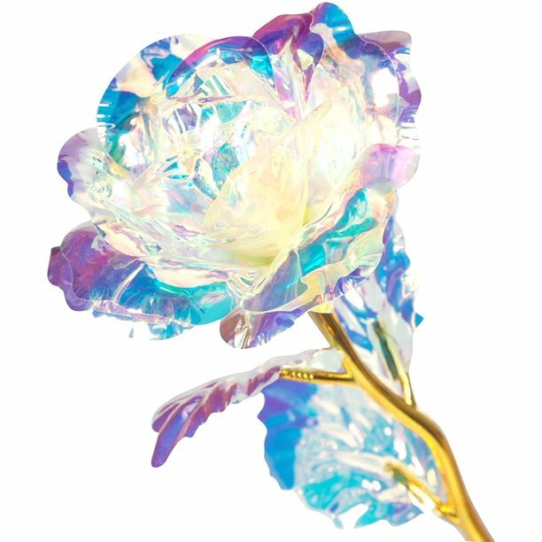 Eternal Rose Flower 24 K Gold Plated Enchanted Galaxy Rose LED Light Rose 4 Pack