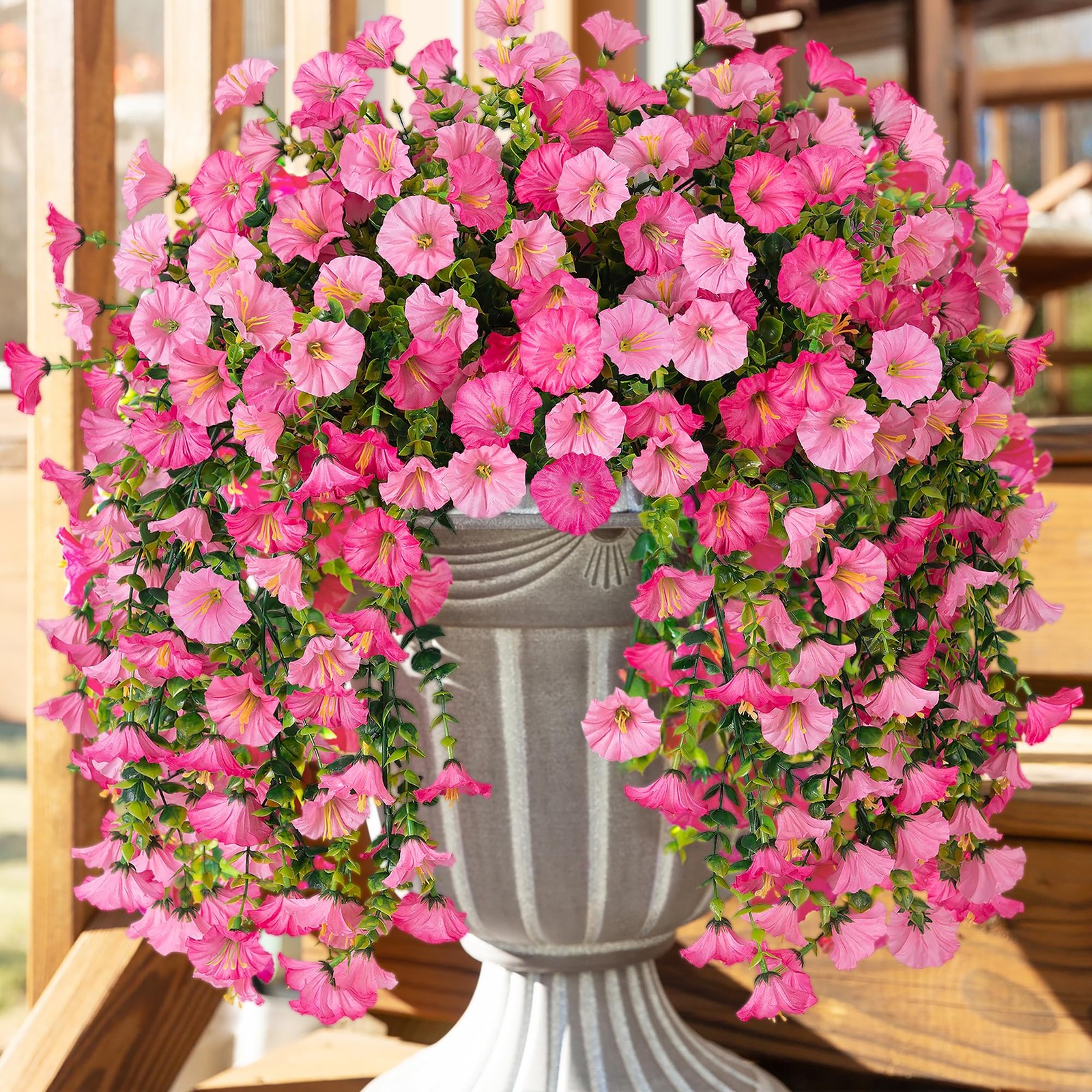 Ivydale 2 PCS Artificial Hanging Flowers Fake Plants Outdoor Silk Morning Glory