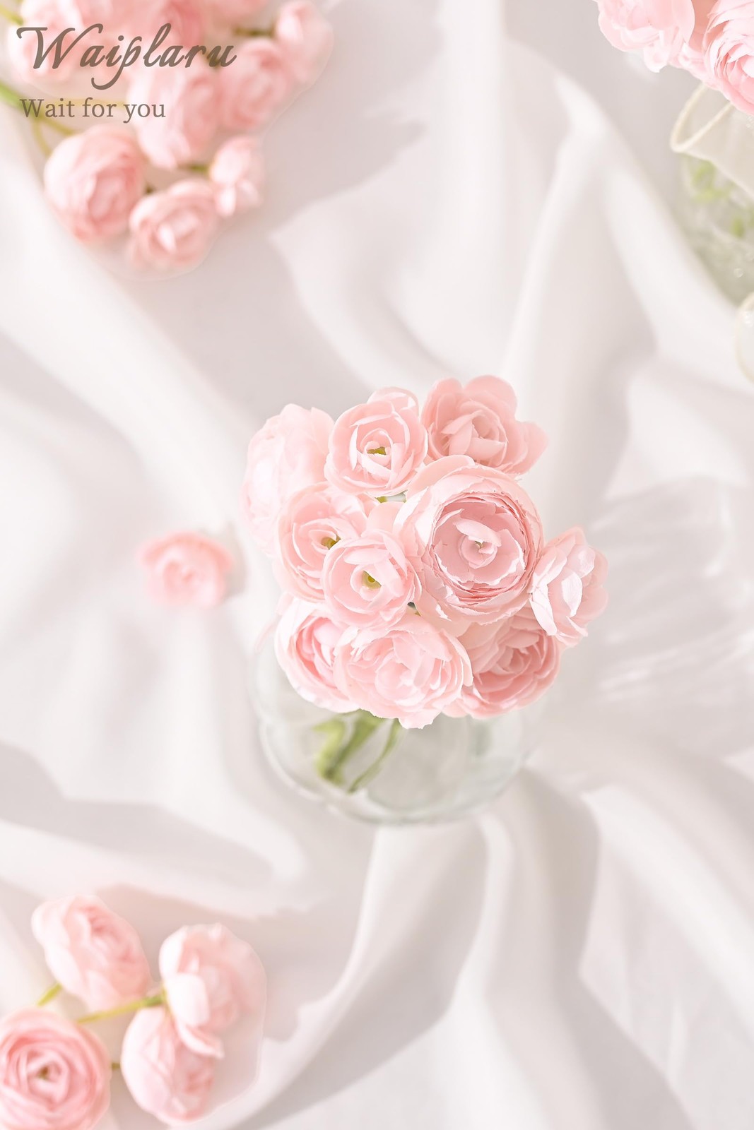 Pink Ranunculus Artificial Flowers Fake Peonies Real Touch Silk Bouquet 18 PCS