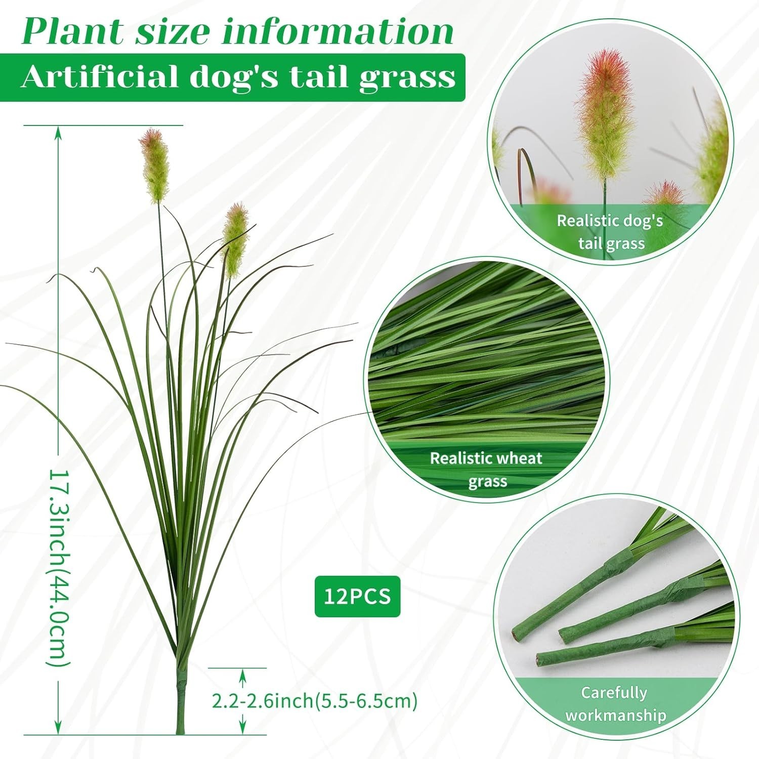 12Pcs Artificial Grass Plants, Faux Shrubs Wheat Grass, Artificial Tall Grass…