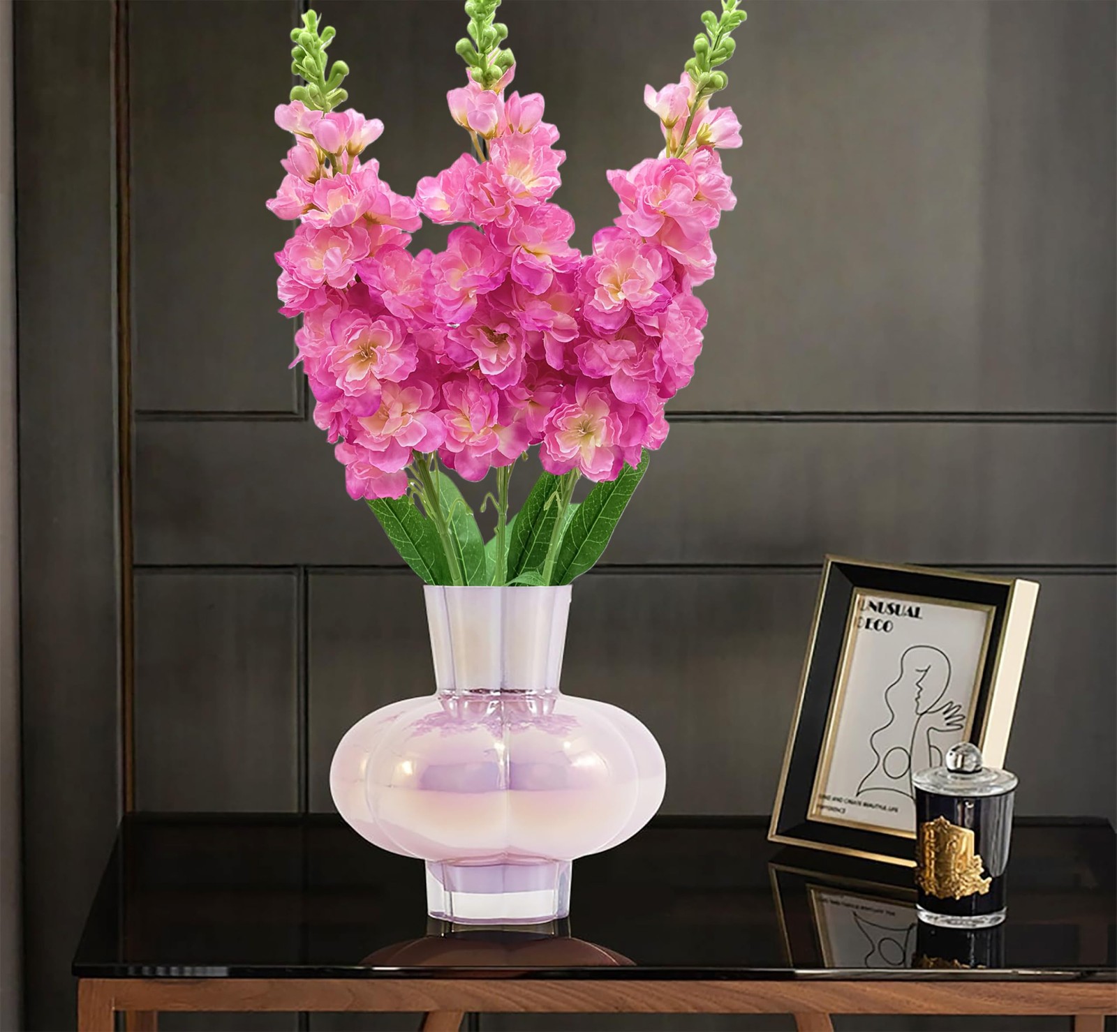 Artificial Delphinium Flowers 3pcs Pink Silk Larkspur Flowers Faux Snapdragon…