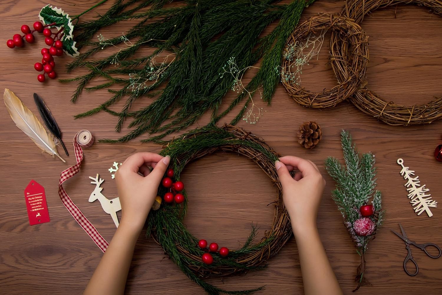 DIY Crafts Natural Grapevine Twig Garland Wreaths Decor 15-Feet Wedding House