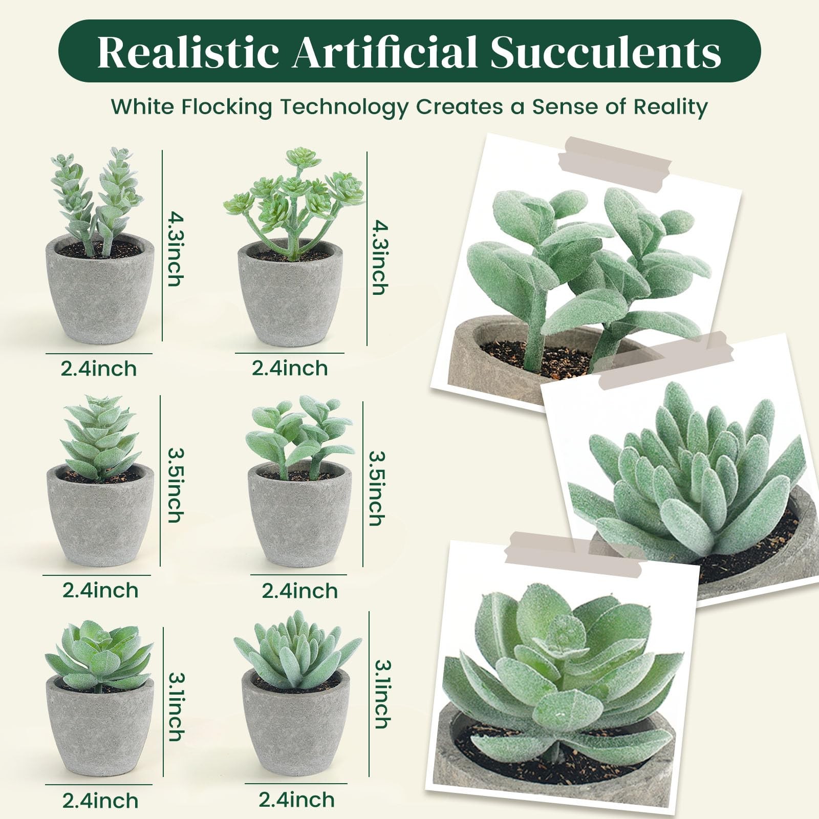 6PCS Small Fake Plants Artificial Succulents Plants for Home Office Bathroom …