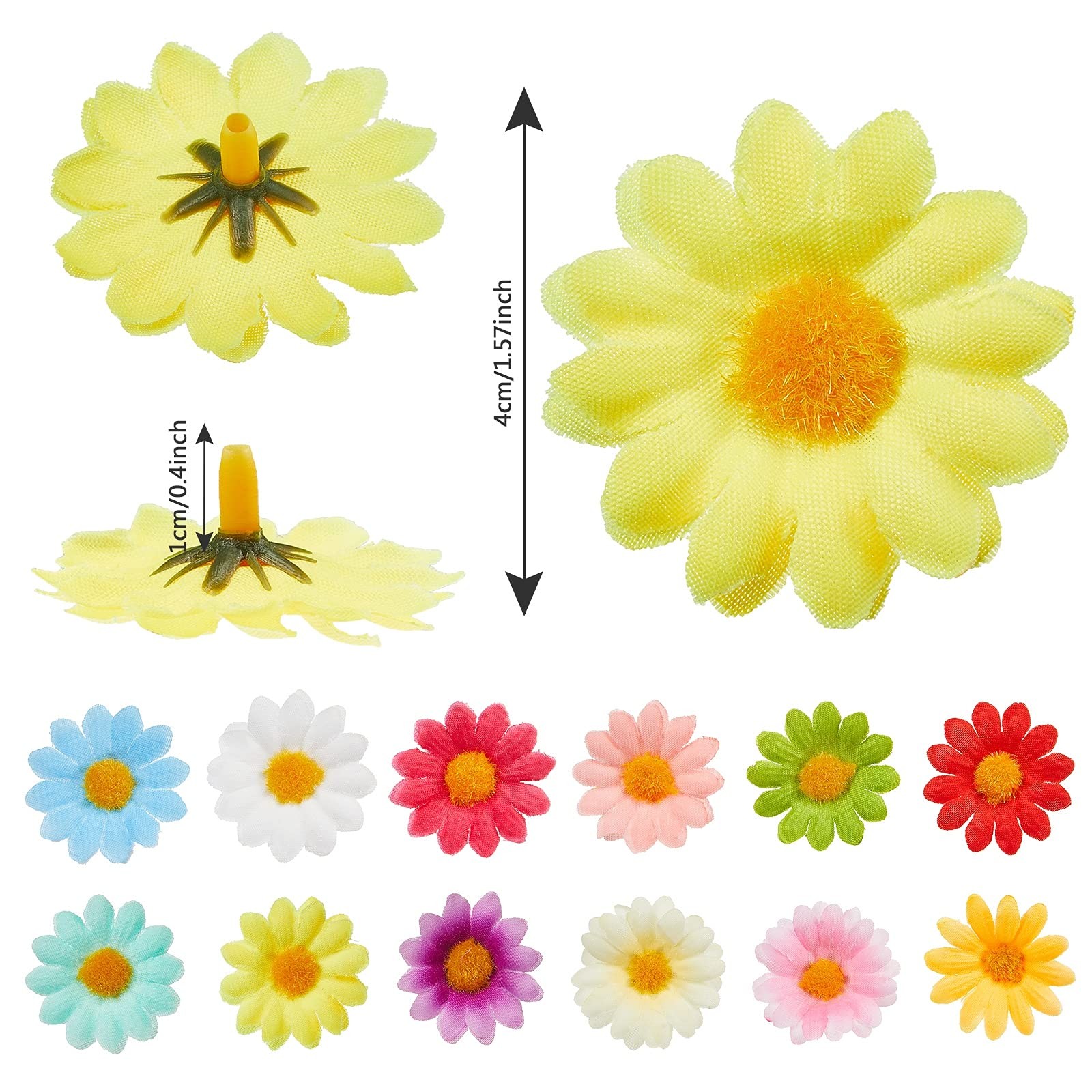200 Pcs Faux Daisy Flower Heads for Craft Mini Fabric Daisy Flower Heads Bulk…