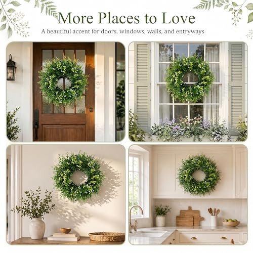 26 Inch Large Artificial Eucalyptus & Boxwood Wreath for Front Door All