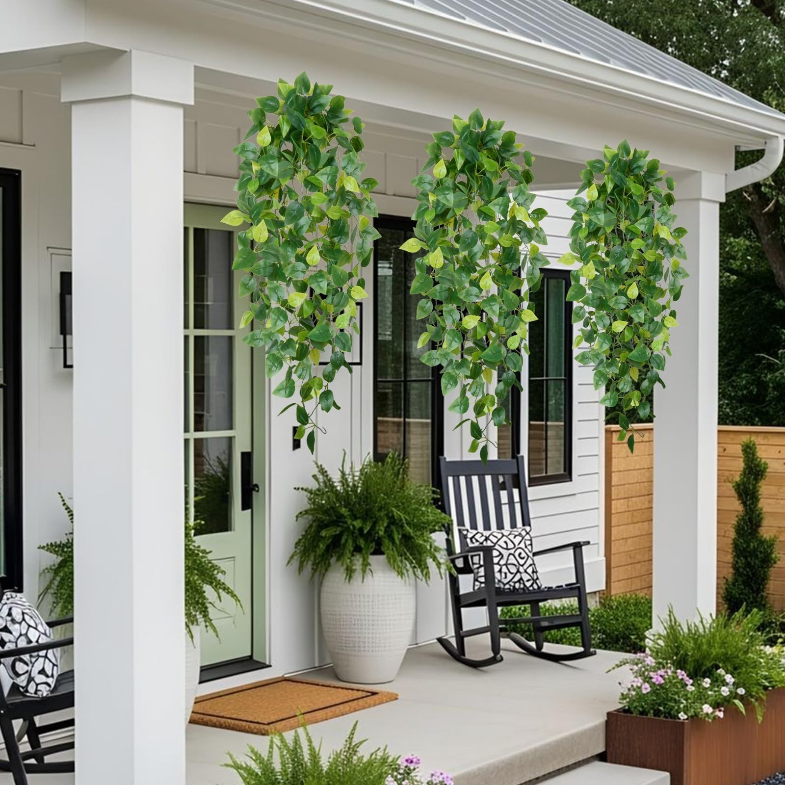 6Pcs Artificial Pothos Fake Hanging Plants Vines Faux Hanging Plants Fake Ivy…