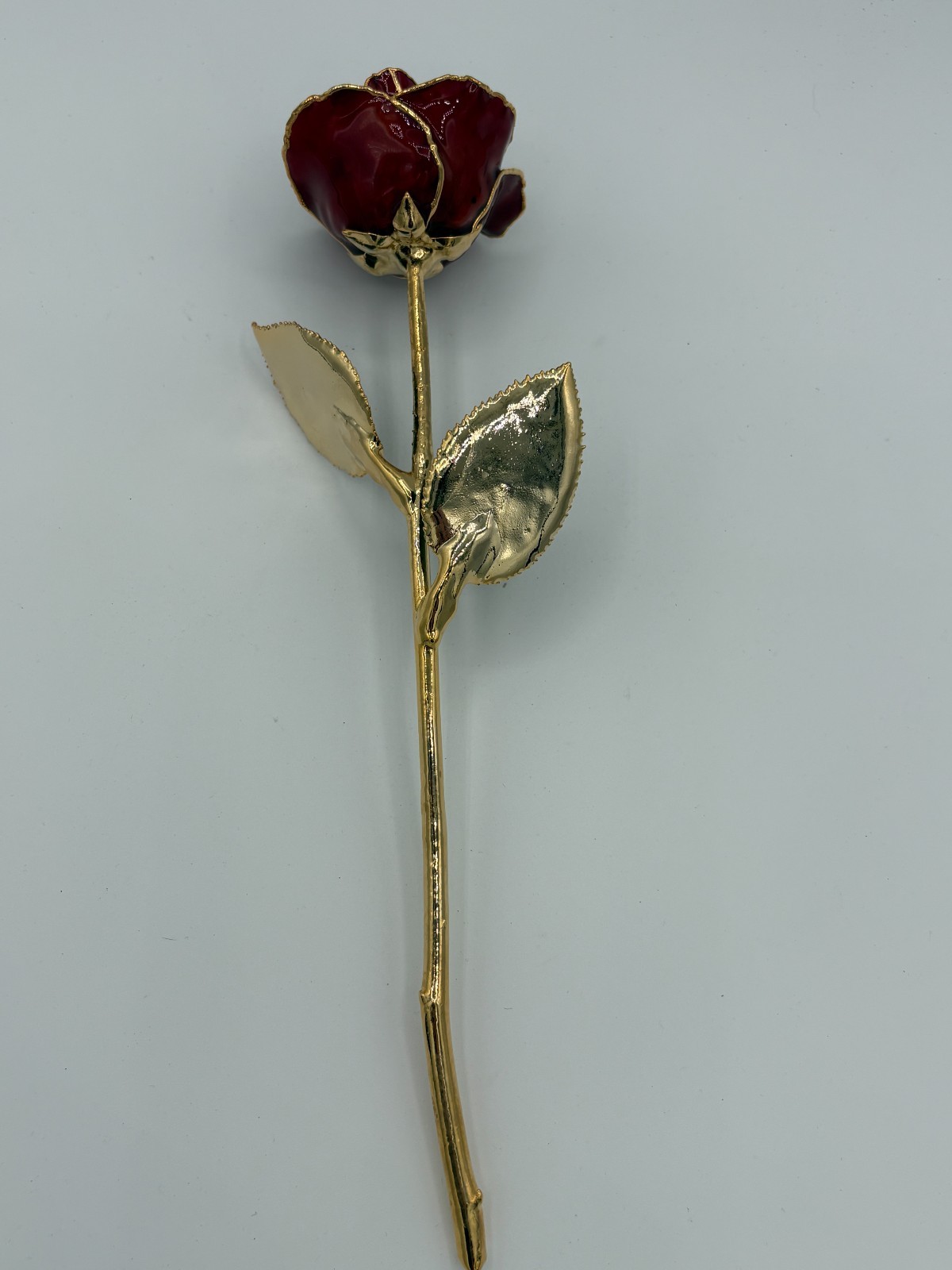 24k Gold Dipped Burgundy Rose Forever Flower Long Stem 10.5″