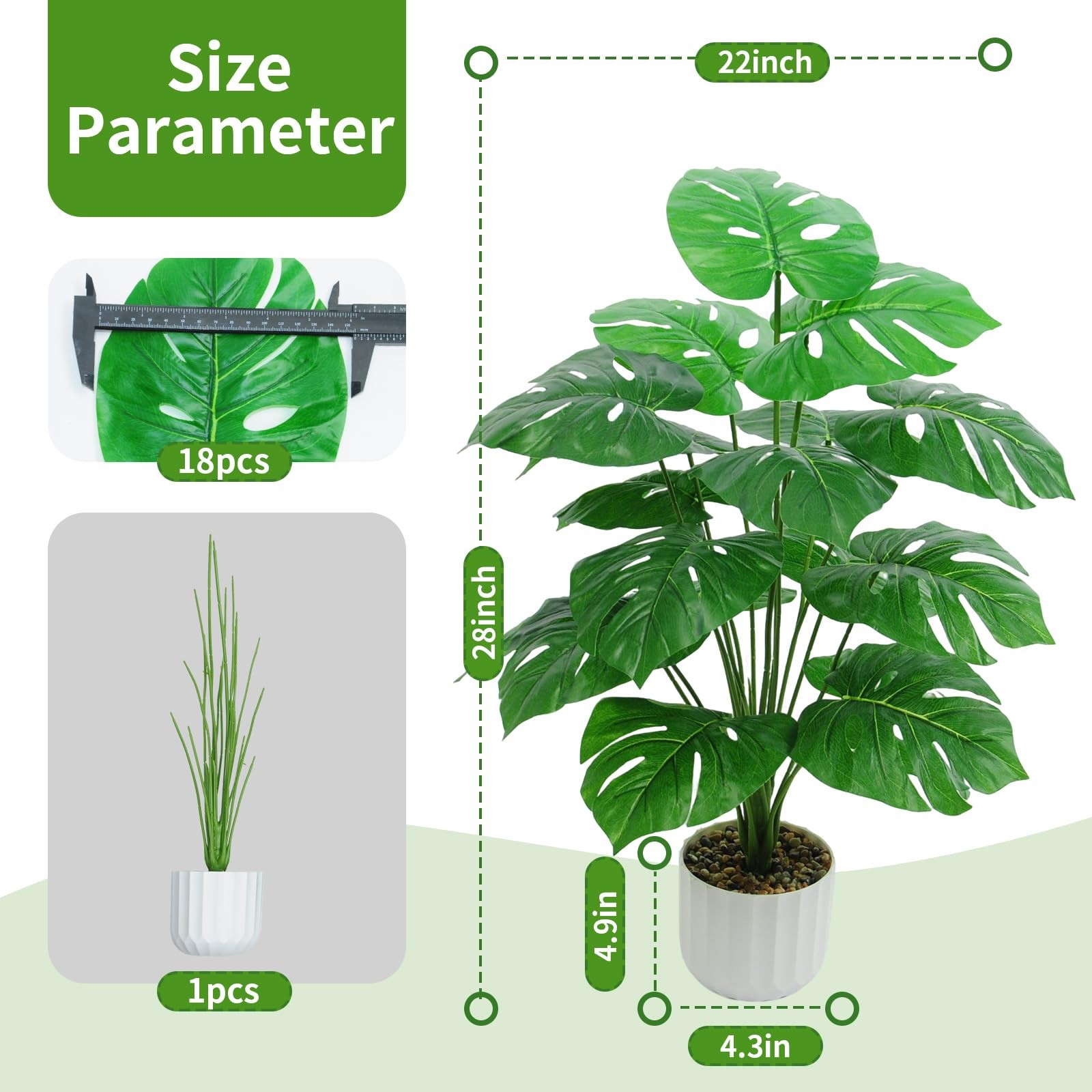 28“ Fake Plant Artificial Monstera for Room Decor, Faux Potted Plants Indoor …