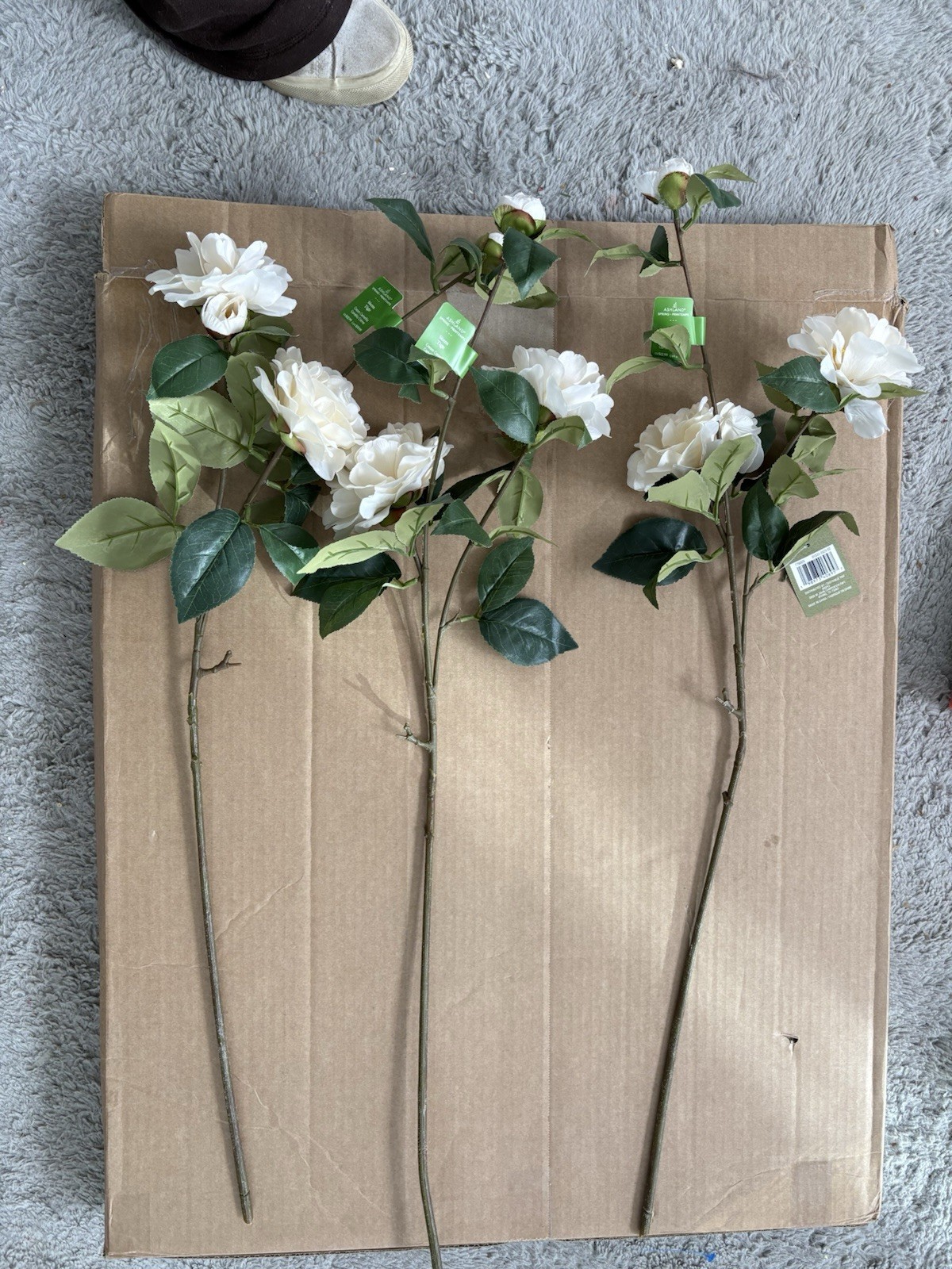 Real Touch White Camellia Long Stem Silk Artificial Flowers-Ashland New