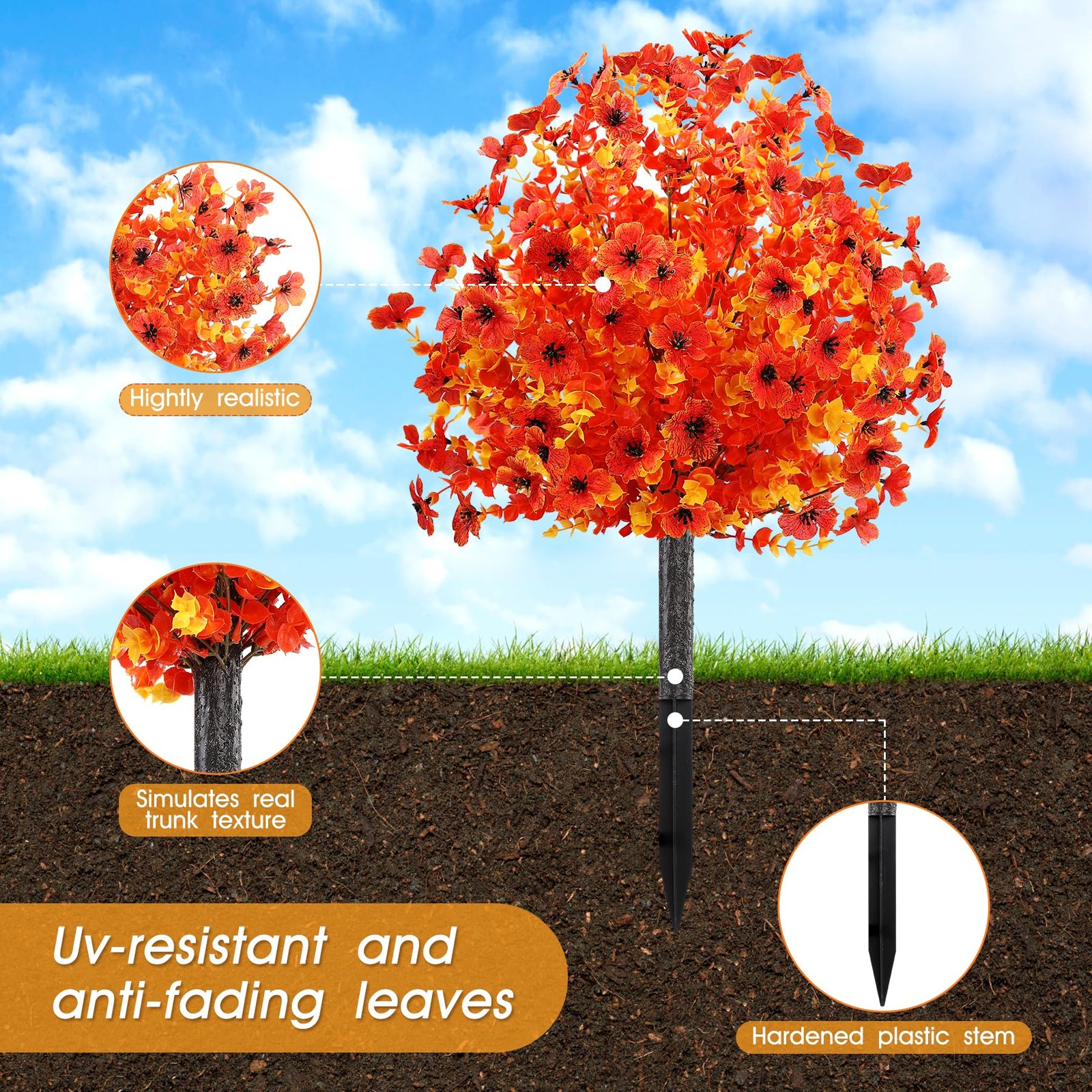 2pcs Fall Faux Shrub for Outdoor,23″ UV Resistant Mum Flowers Topiary Balls w…