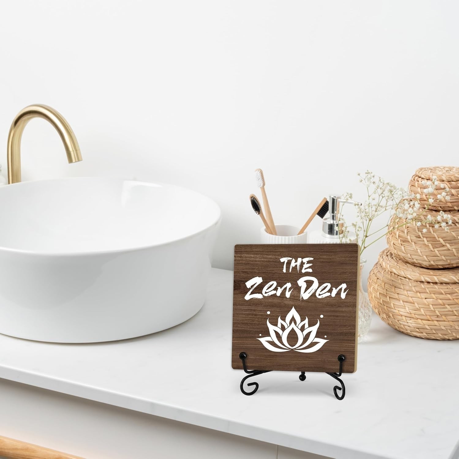 Zen Quote Wooden Desk Decor Inspirational Gift Tabletop Sign