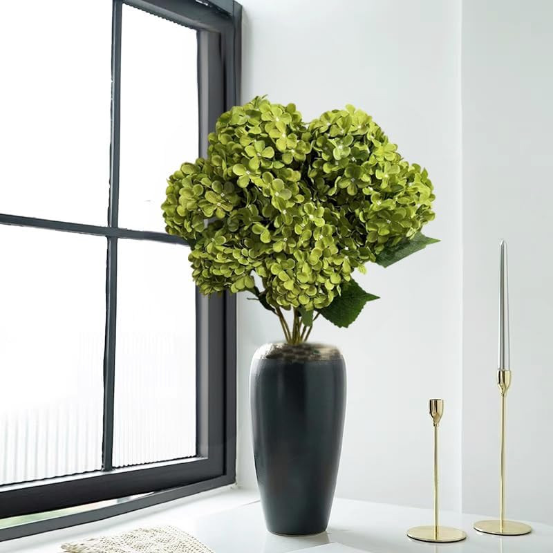 8 Pcs Large Hydrangea Artificial Flowers 27.5 Inches Realistic Single Long Stem