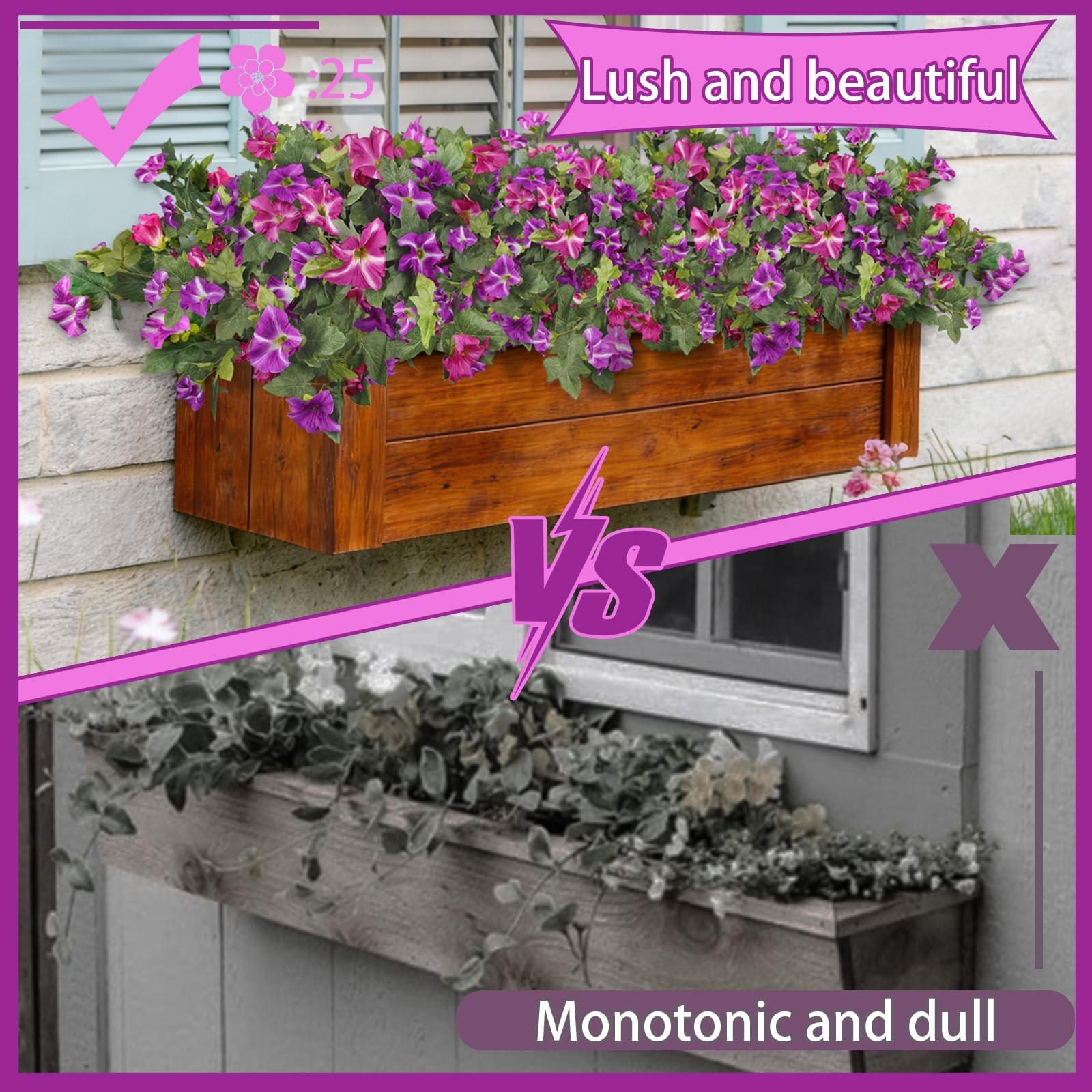 2 Pcs Artificial Fake Flowers for Outdoors Decoration Artificial Plants Reali…