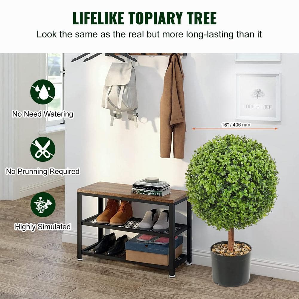 VEVOR 22 in. Green Boxwood Topiaries Ball-Shape Plant, 2-Piece