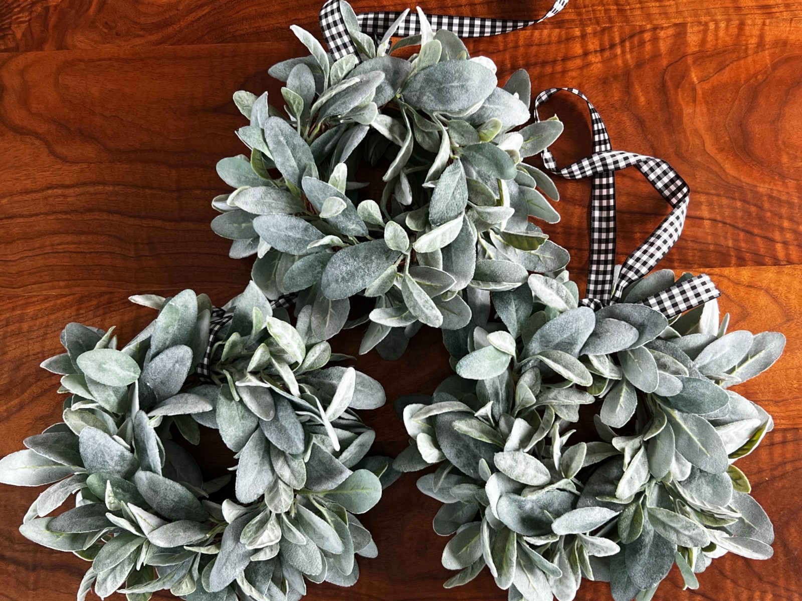 Beautiful set of 3 12″ Lambs Ear Wreath, Window Decor, Farmhouse Decor