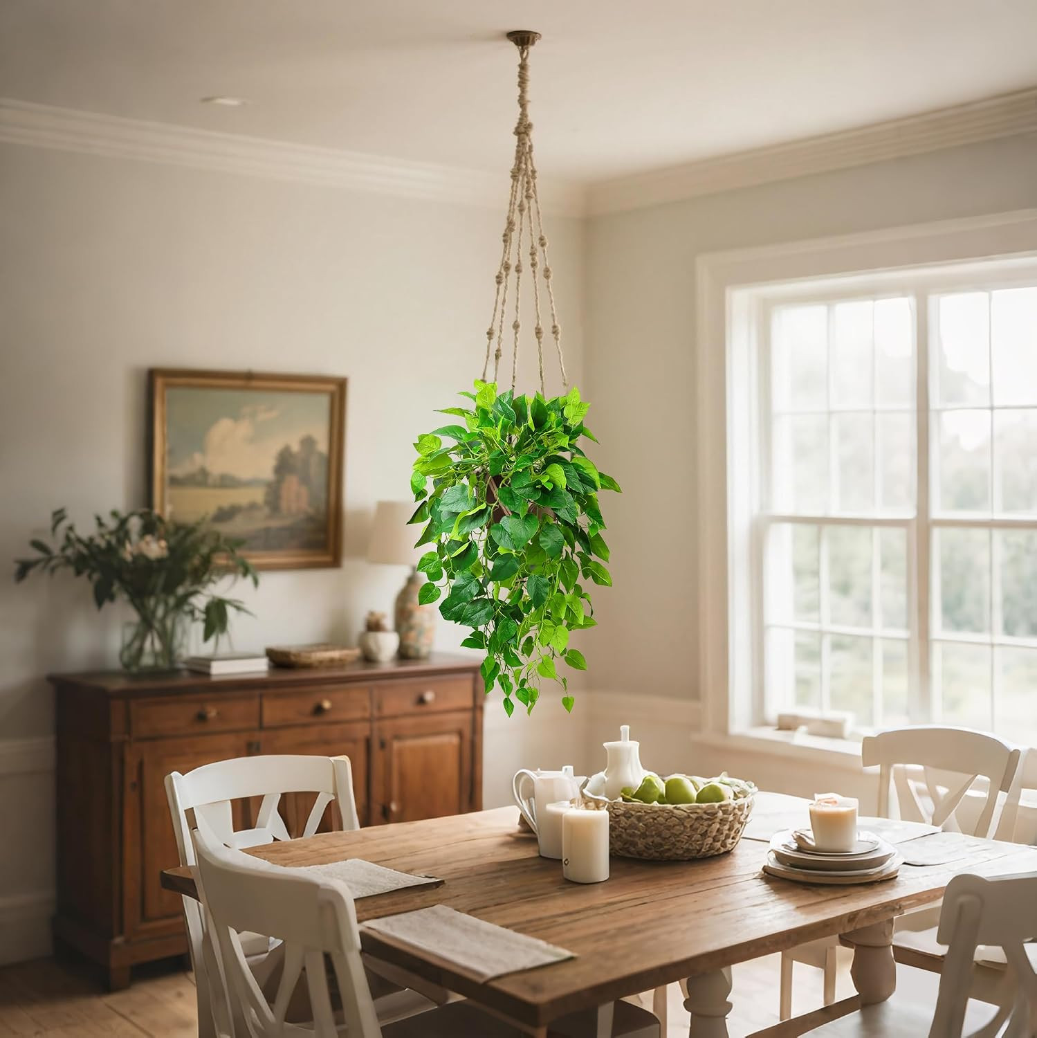 Hanging Plant Artificial Ivy – 40″ Fake Potted Plants with Pot, 2PCS Trailing Gr