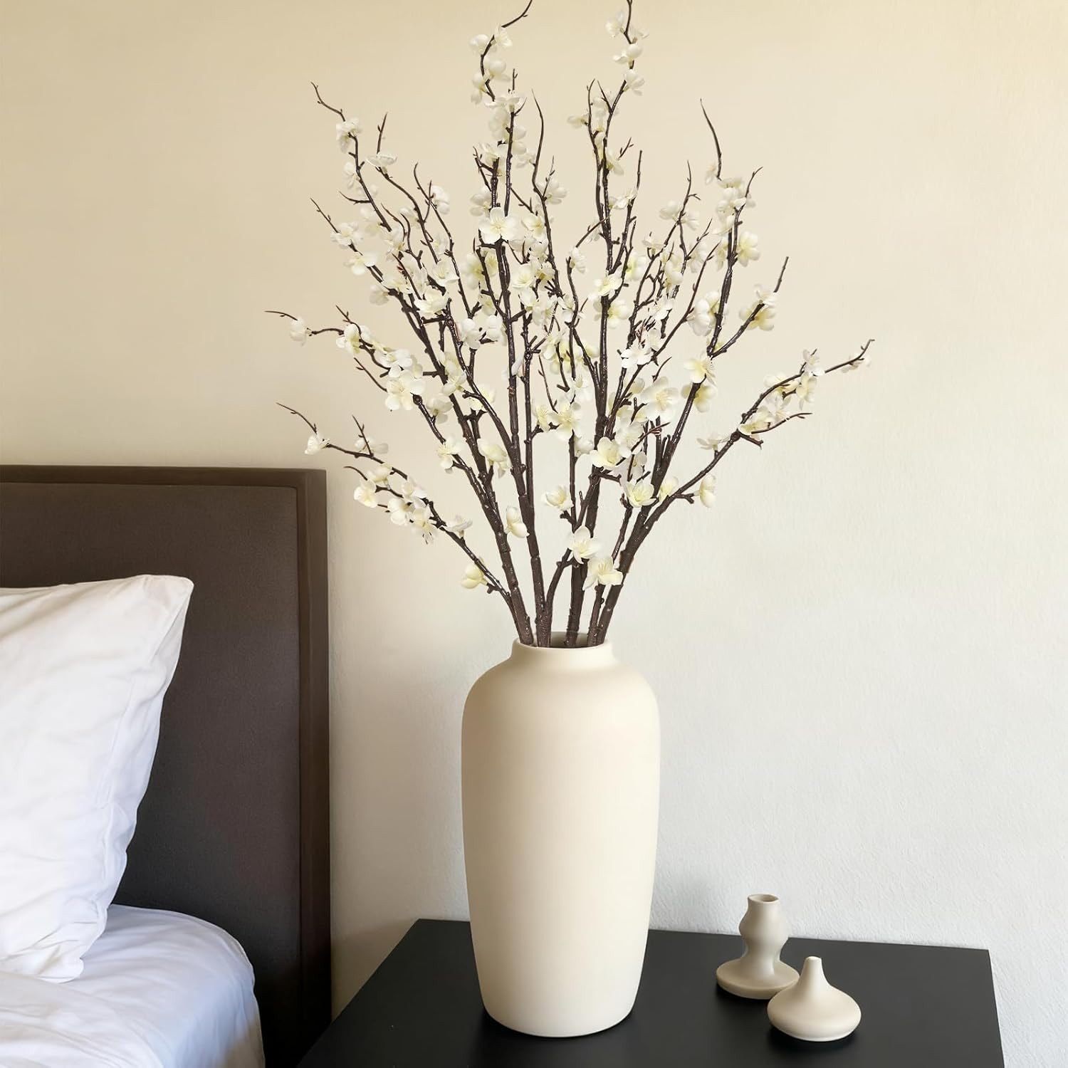 4 Pcs Cherry Blossom Branches 39 Inch White Fake Flowers Spring Decorations for