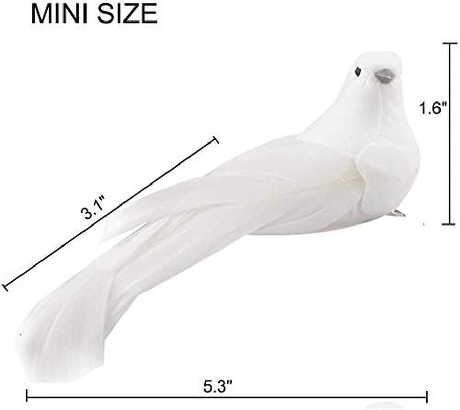 Artificial Birds, 12 Pcs Artificial White Doves Simulation Foam White Feathered