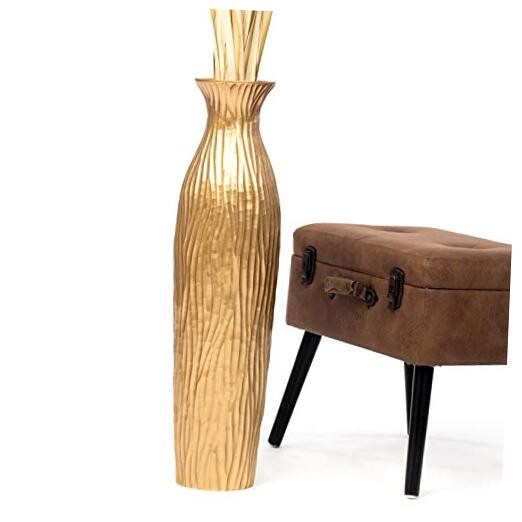 Large Home Decor Floor Vase – Wooden 26 inch Tall Farmhouse 26 inches Gold