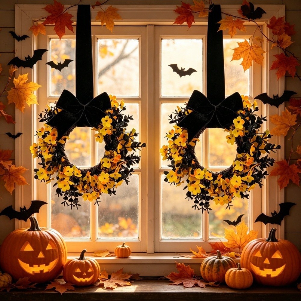 For Halloween Celebration Halloween Wreath Sturdy Plastic Material 22cm Diameter