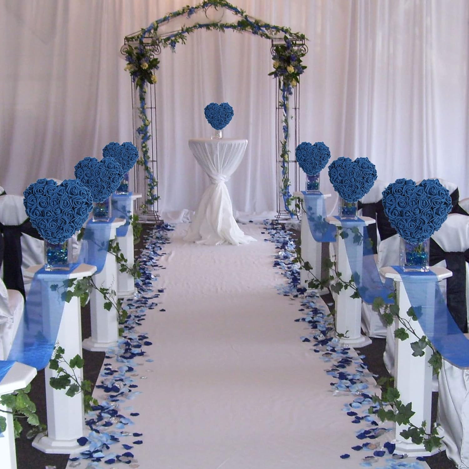 Artificial Roses Flowers Heads, 100 Pcs Navy Blue Foam Fake Roses Bulk 3Inch Ste