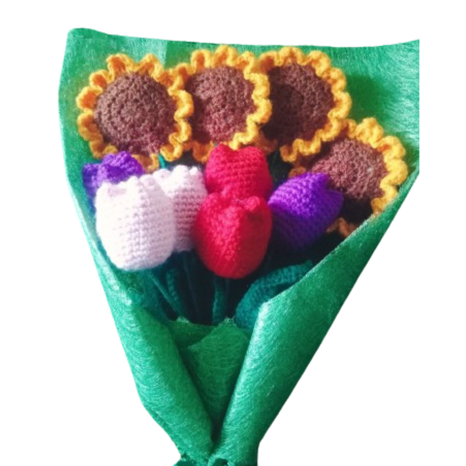 Hand Knitted Flower Wool Yarn Crochet Flowers Hand Woven Bouquet Wedding Home