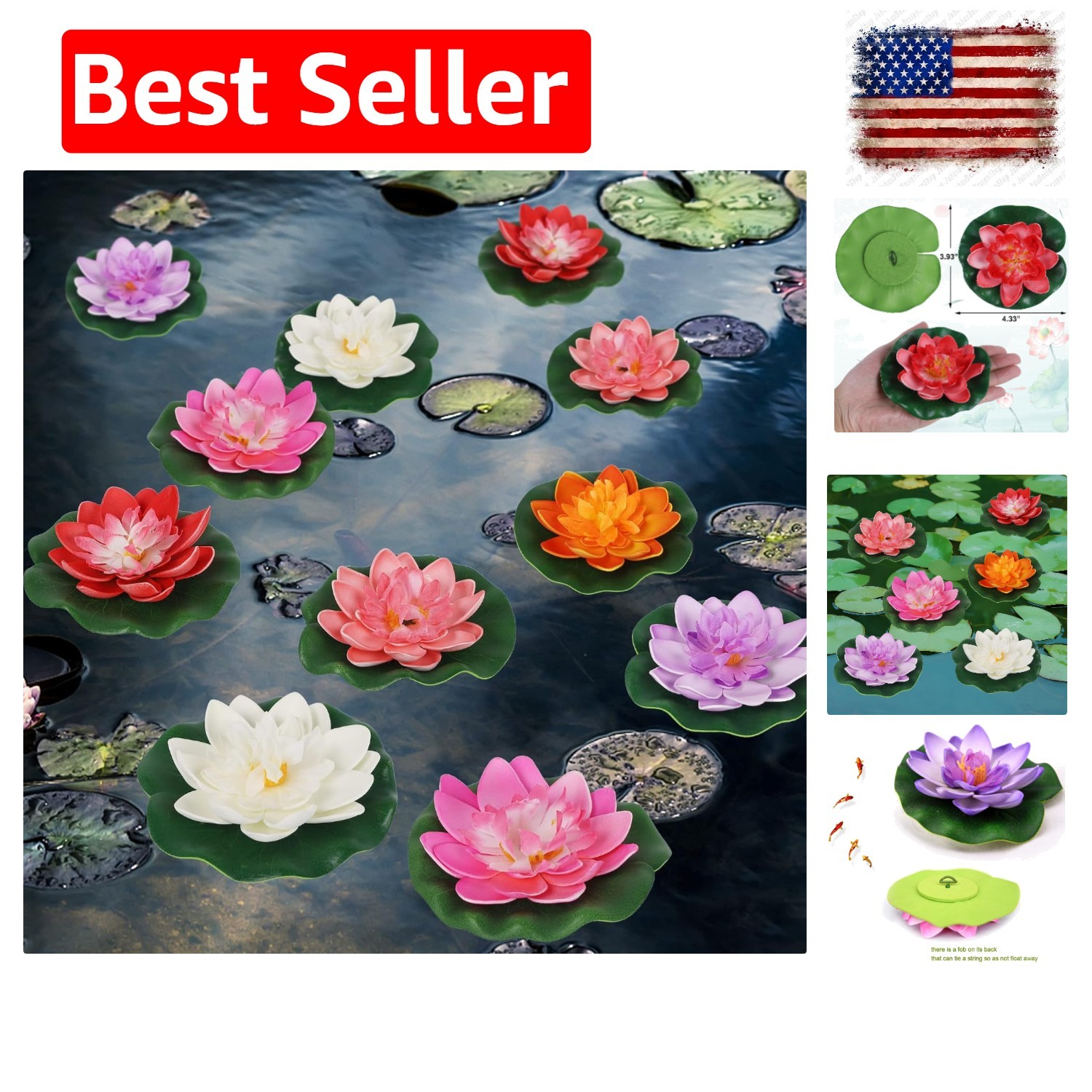 12 Pcs Artificial Floating Foam Lotus Flower with Water Lily Pad, Lifelike Or…