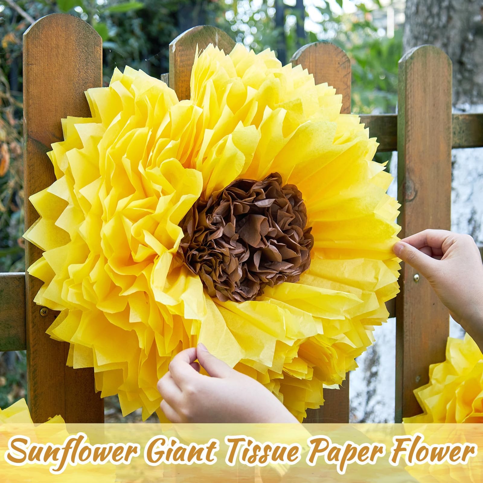 Giant Yellow Sunflower Tissue Paper Flowers Wall Decor Pom Poms 19 In