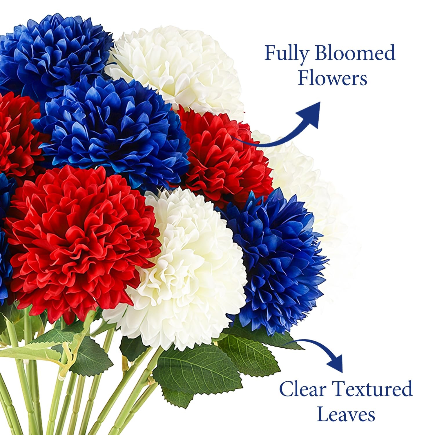 4th of July Decorations Patriotic Decor 12Pcs Artificial Flowers Red White an…