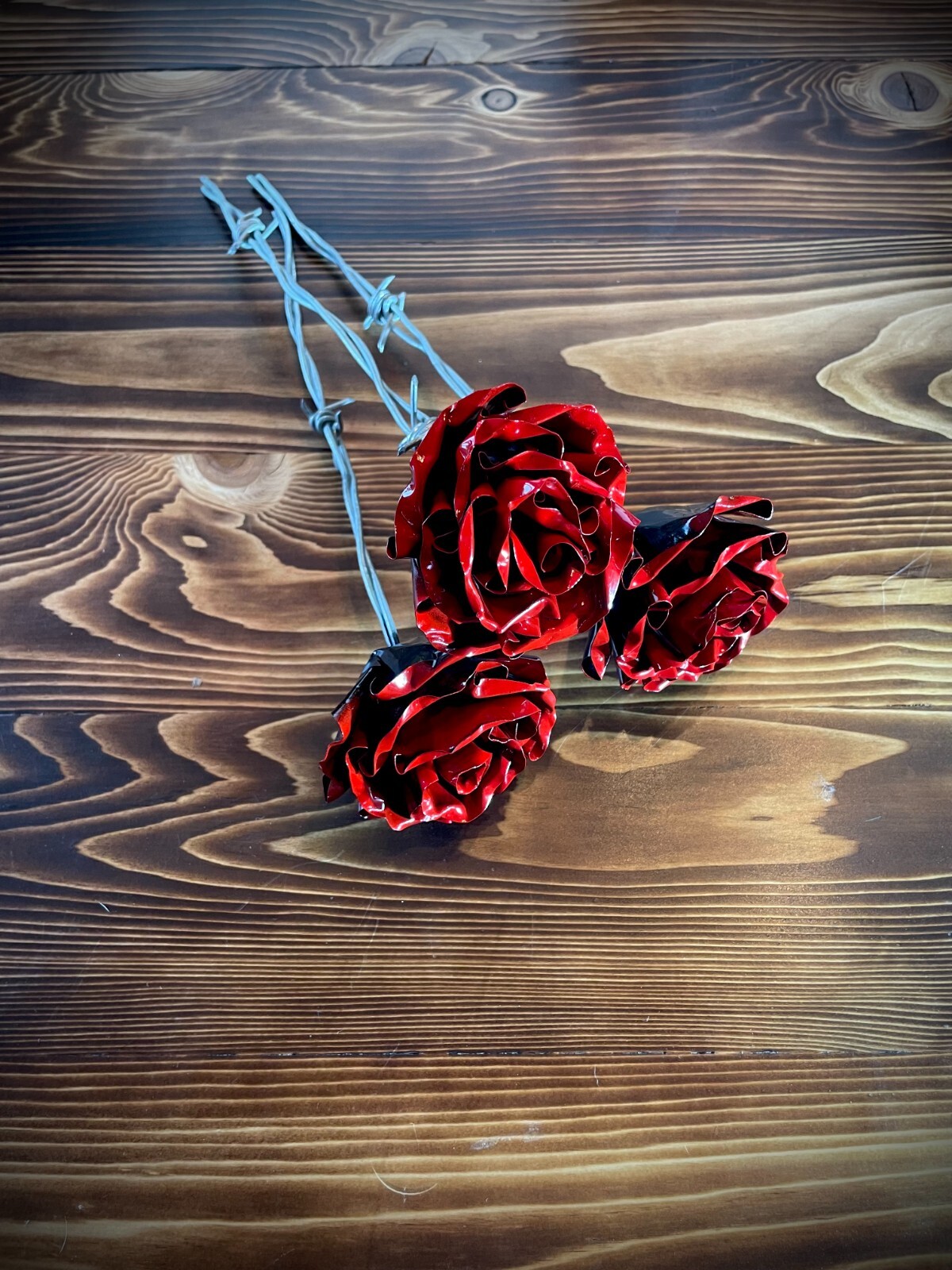 VALENTINES Day Hand Crafted welded metal ROSE or ROSES Love GIFT W/Thorny Stem !