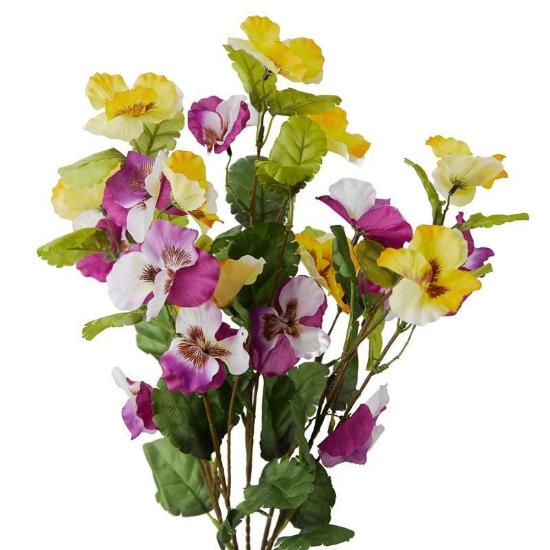 Factory Direct Craft Purple and Yellow Poly Silk Pansy Floral Bush | for In