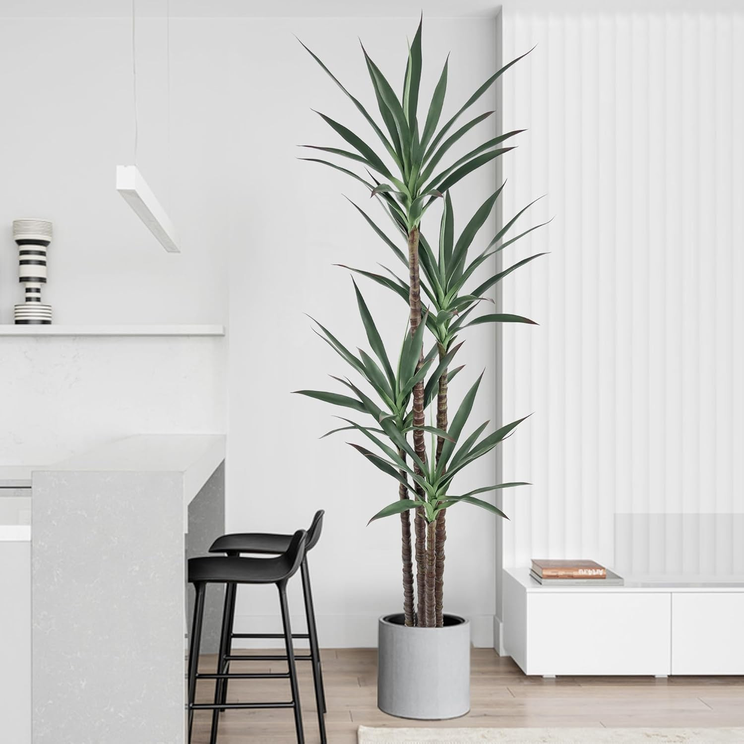 7FT Artificial Agave Plant in Black Pot – Realistic Faux Tree for Home Decor