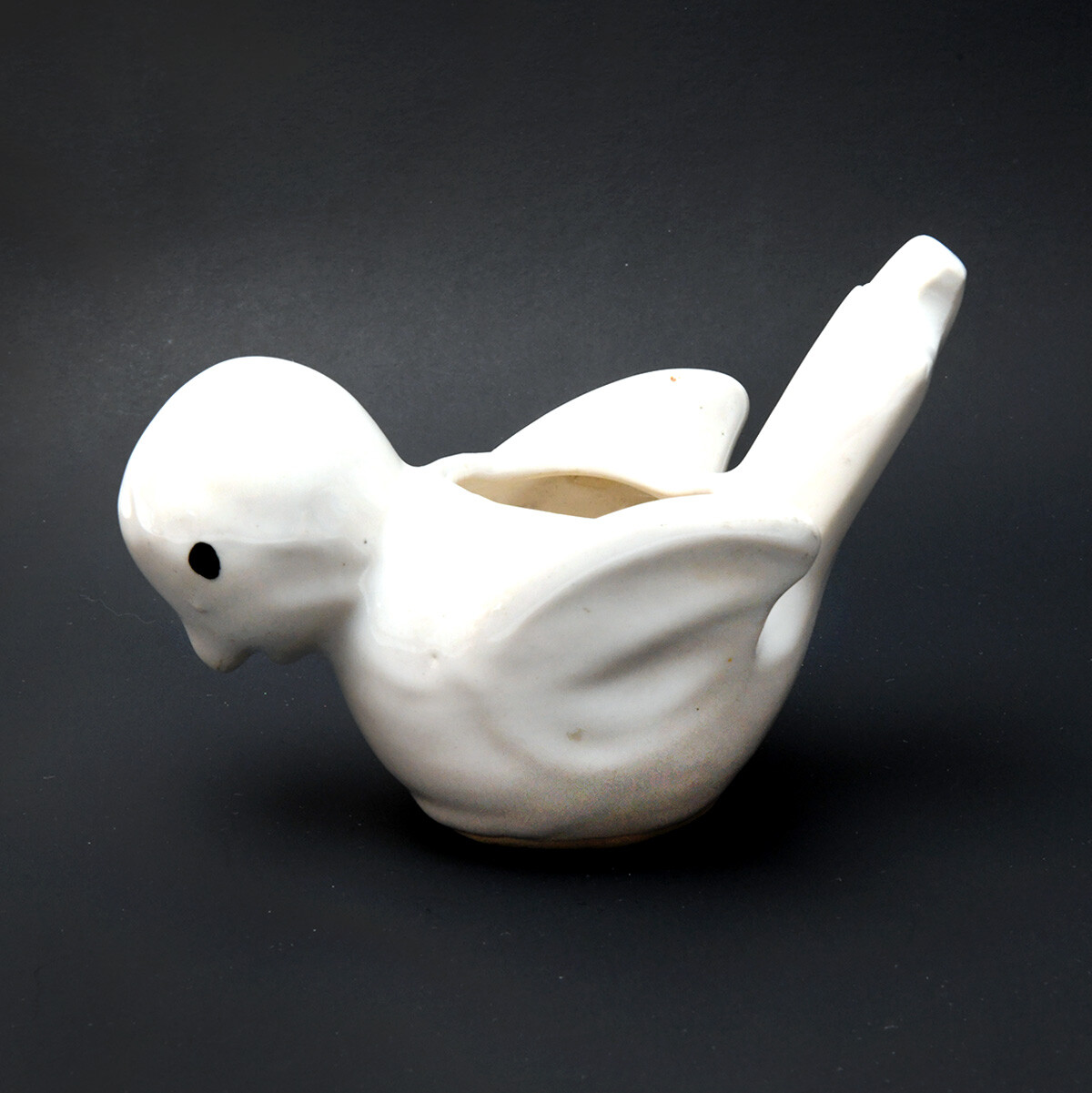 Vintage White Ceramic Bird Planter – 5½” in Length – Very Nice Condition (PM)