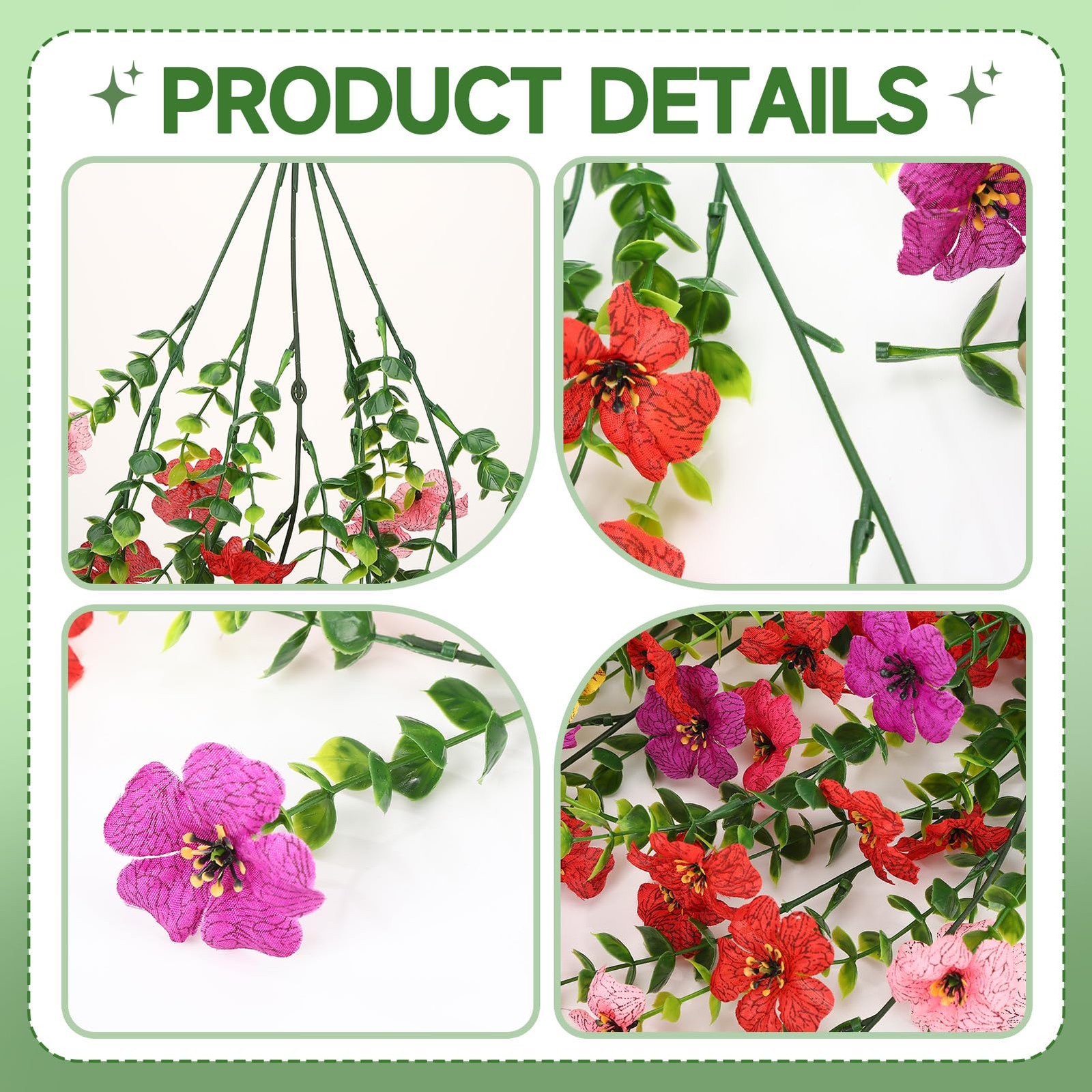 Artificial Flowers Hanging Plants 4 Pack Faux Vines Pothos Fern UV Resistant …