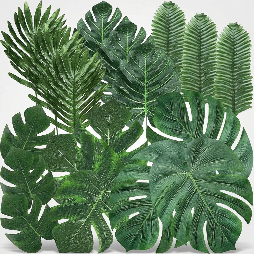 96 Pcs Artificial Tropical Palm Leaves Monstera Palm Decor Party Decorations