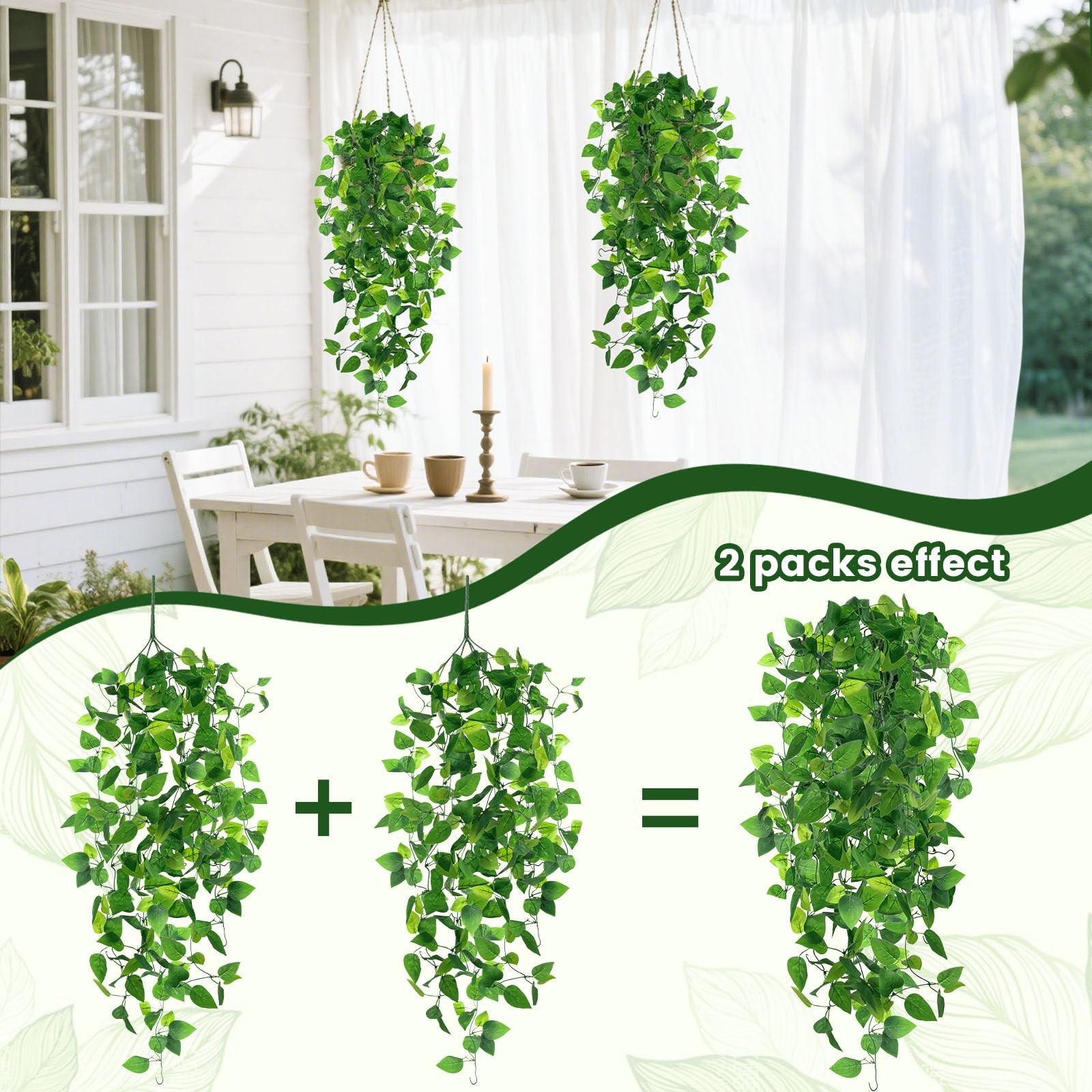 DomeStar 4PCS Fake Hanging Plants, Artificial Ivy Vines Faux Pothos Lifelike …