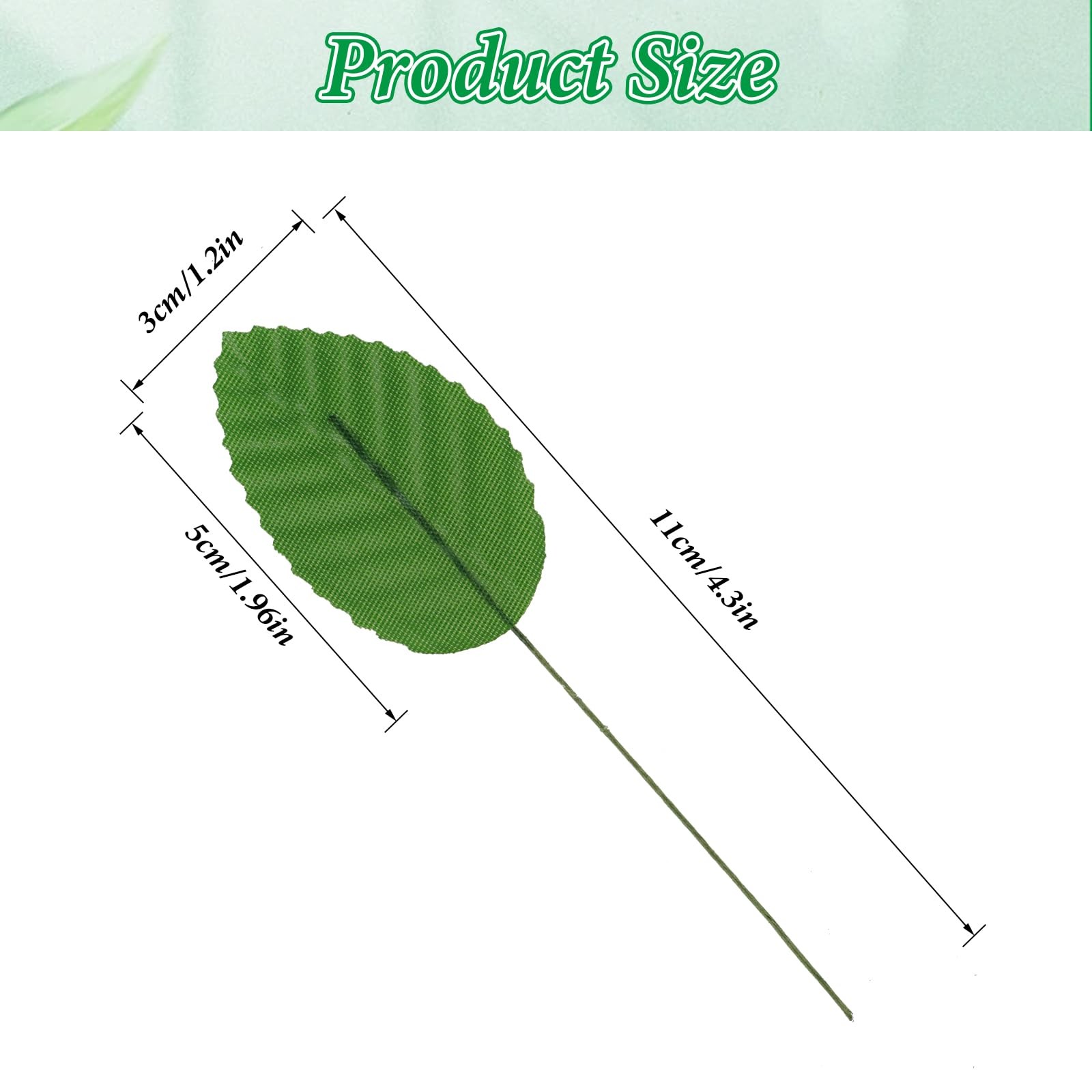 200 PCS Artificial Green Leaves Silk Faux Wired Single Leaf Bulk DIY Crafts