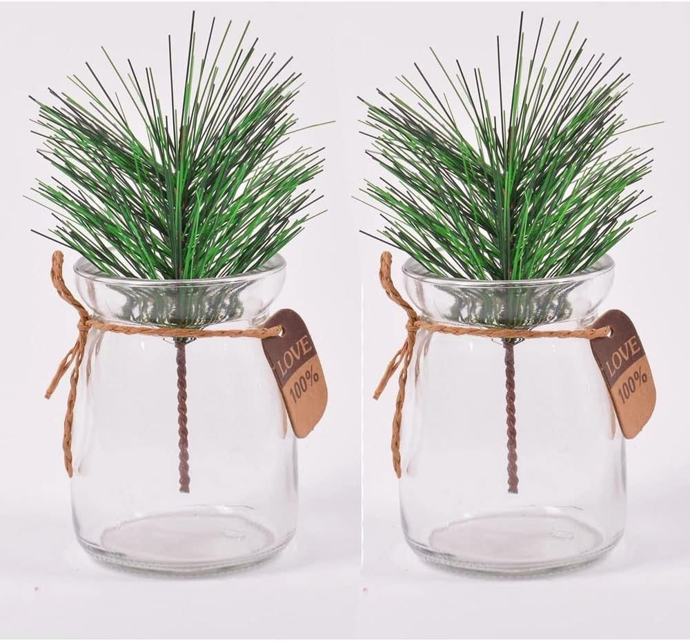 Artificial Green Pine Needles Branches Fake Small Pine Twigs Stems Evergreen