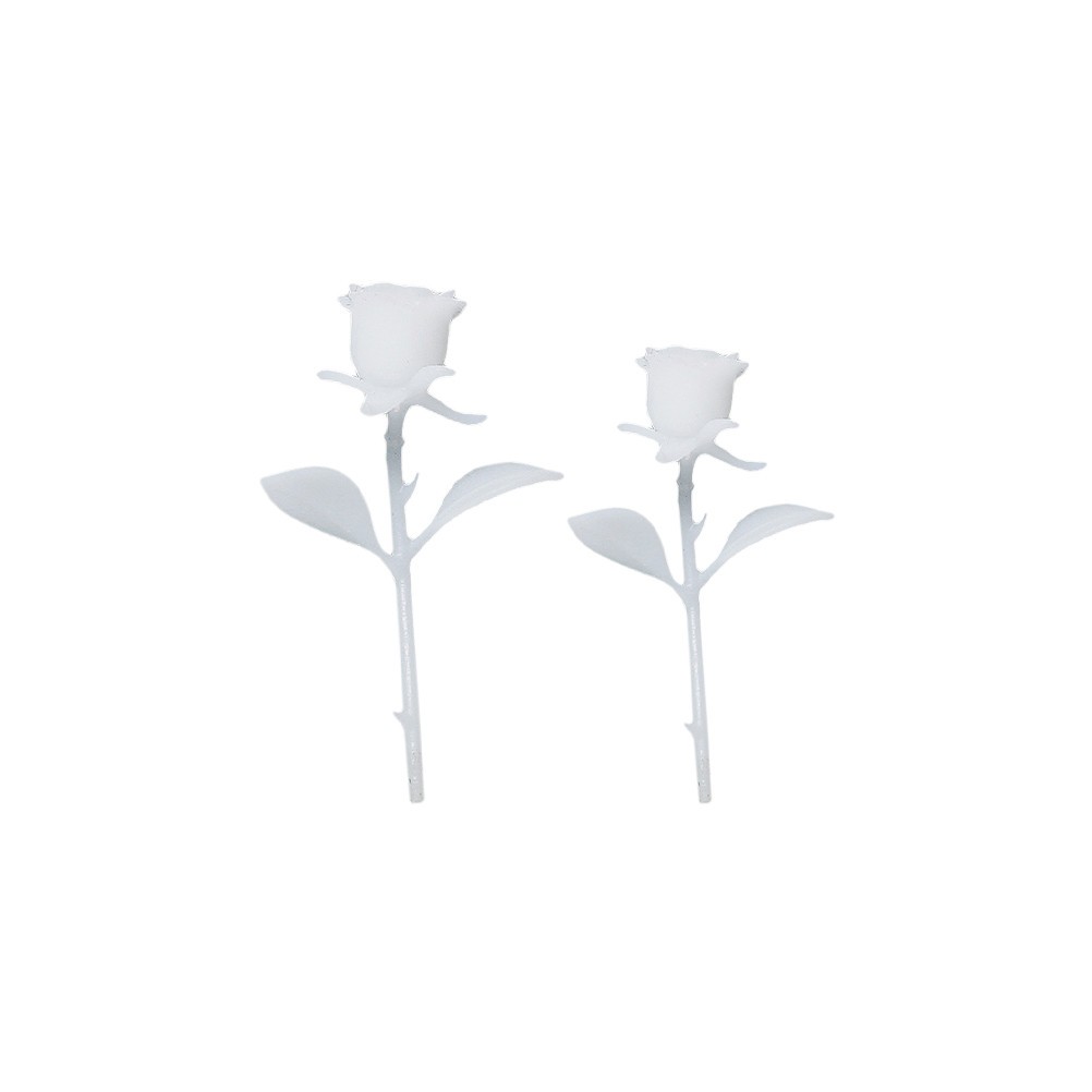 4PCS DIY Handmade 3D Rose Ornament Mini Rose Model Crystal Glue (White)
