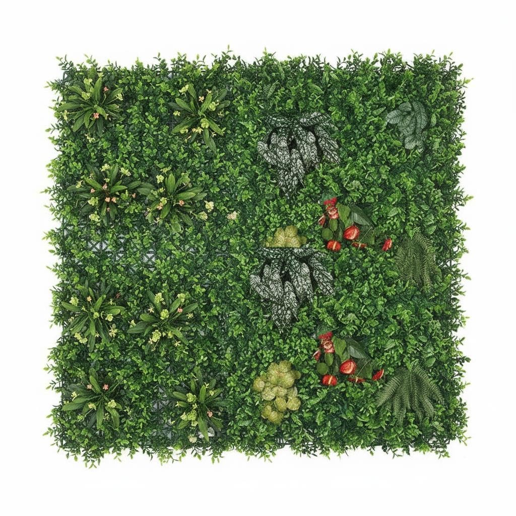 6-Pack Artificial Boxwood Wall Panels 40x40in Each 8-Plant Mix for Weddings