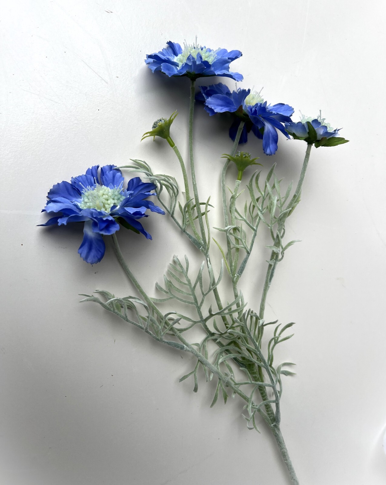 Scabiosa Stem Blue Scabious Spray Faux Silk Cottage Flowers Blue Scabiosas x 1