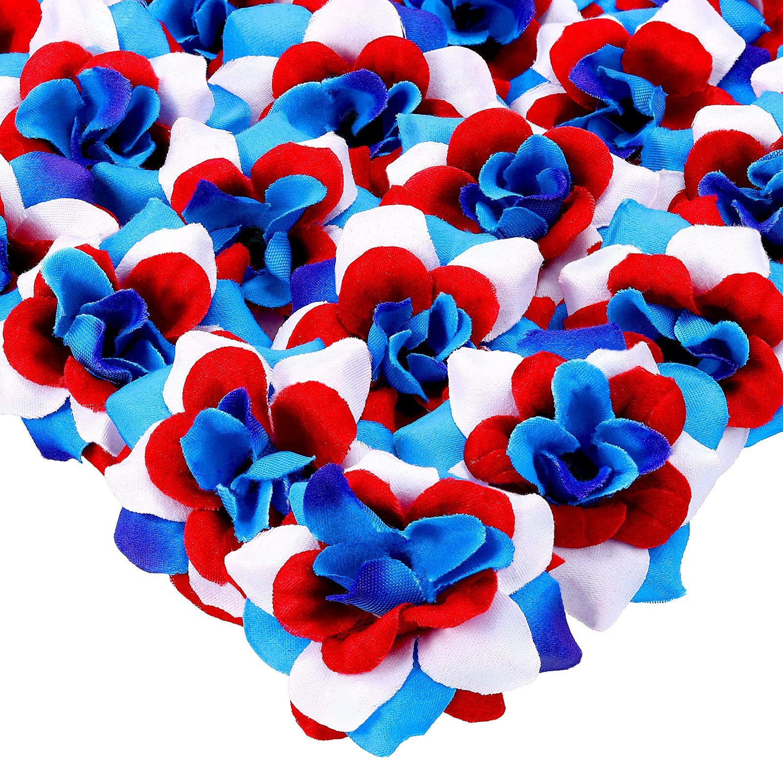 30 Pcs 1.8″ Mini Patriotic Roses Head 4th of July Artificial Flowers Red Whit…