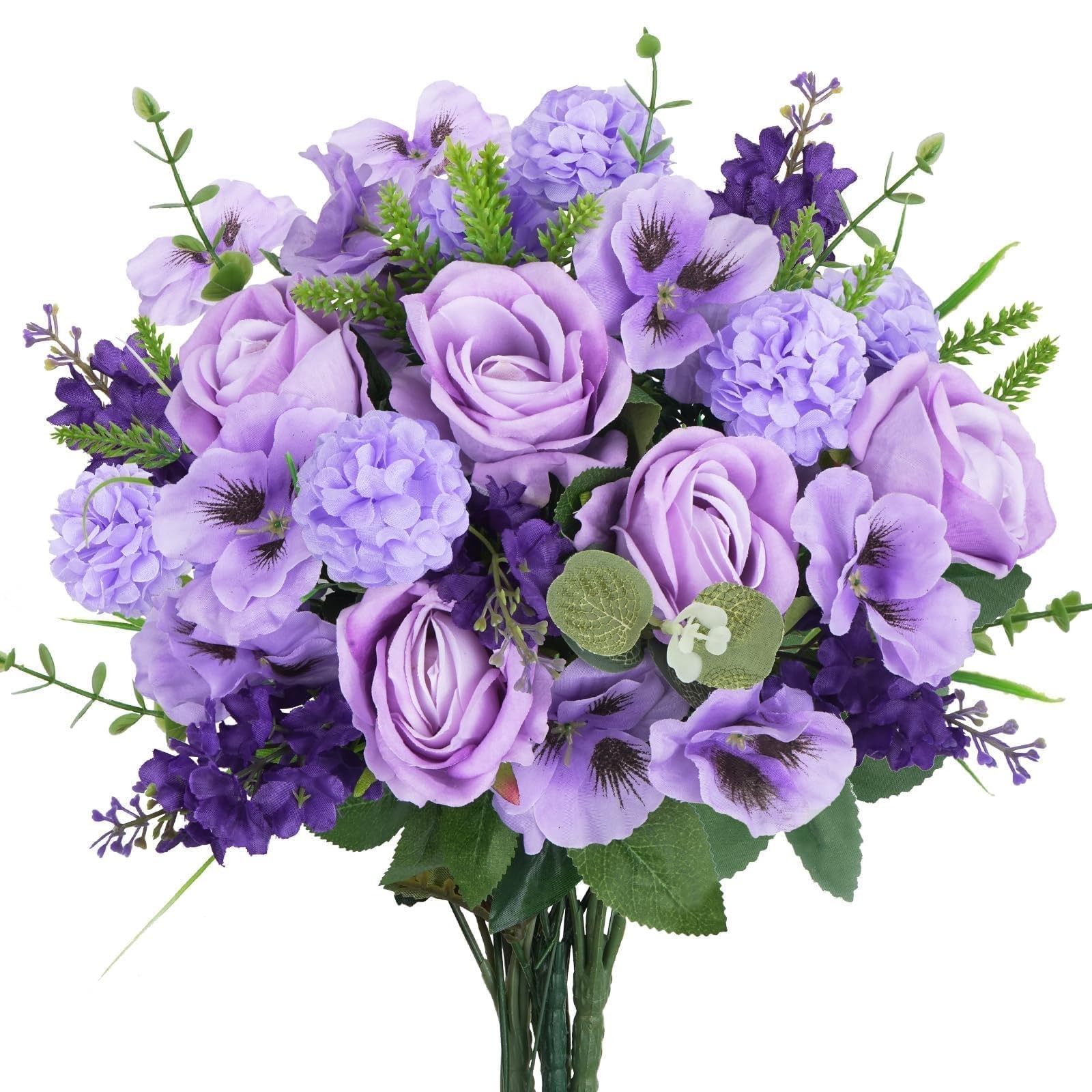 Purple Roses Silk Lilac Flowers Artificial Spring Flowers Bouquet Indoor Fake…