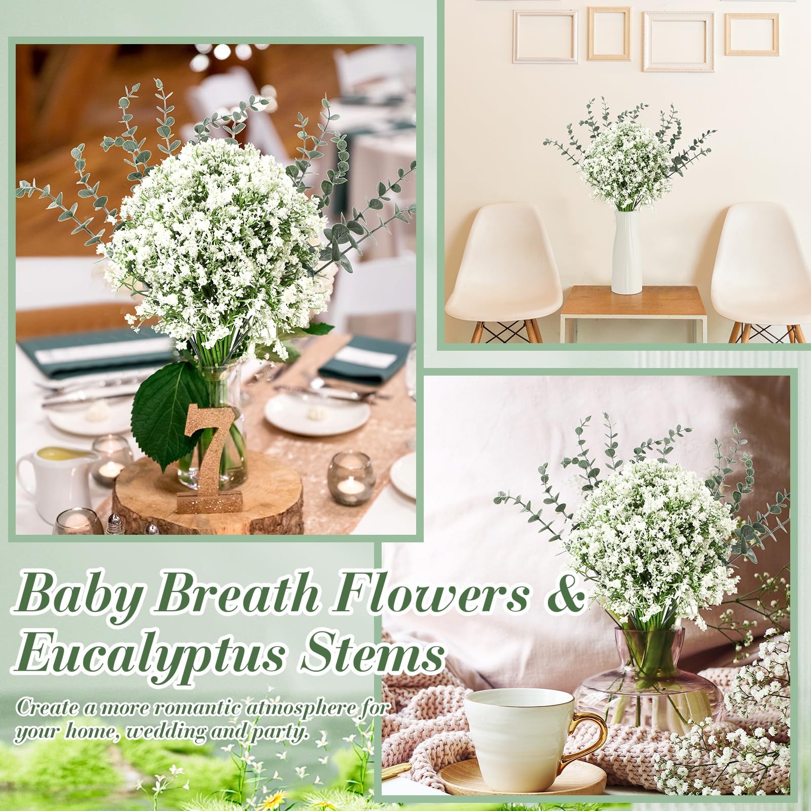 80 Pcs Babys Breath Artificial Flowers Bulk Babys Breath Flowers Gypsophila B…