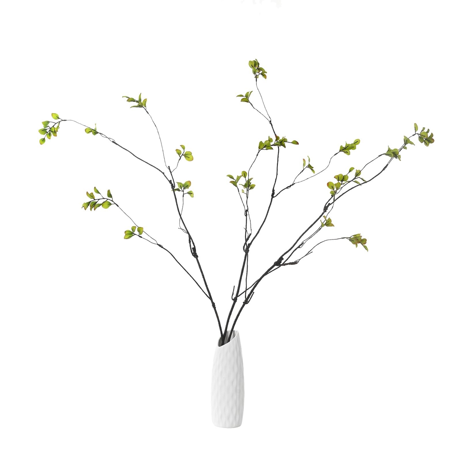 3pcs Artificial Ficus Branches, 38 Inch Faux Eucalyptus Stems, Green Fake Gre…