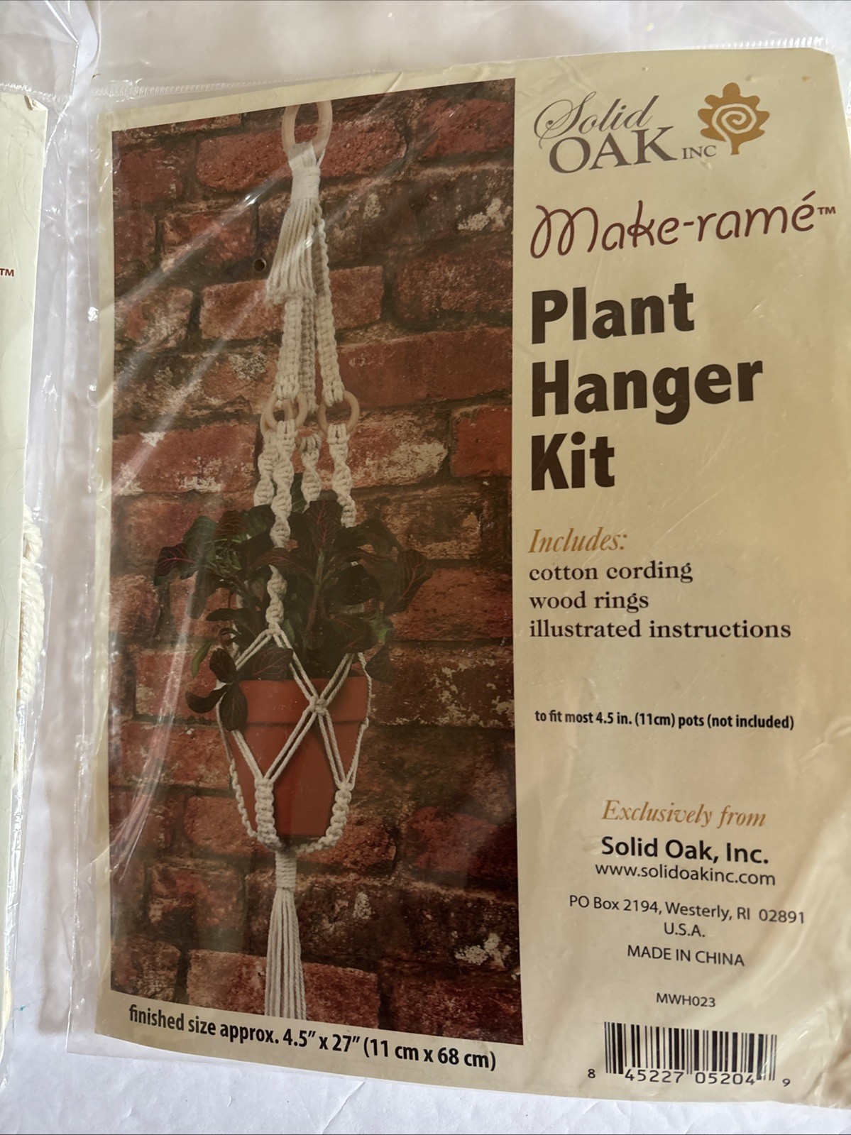 MACRAME Solid Oak Inc PLANT HANGER KIT – Set of 2 – 4 1/2″ x 27″ Mid Century
