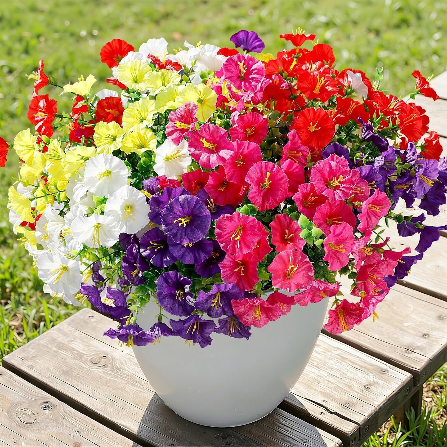 All-Weather 24 Bundle Silk Morning Glory Set – Mix of 5 Colors for Outdoor Décor