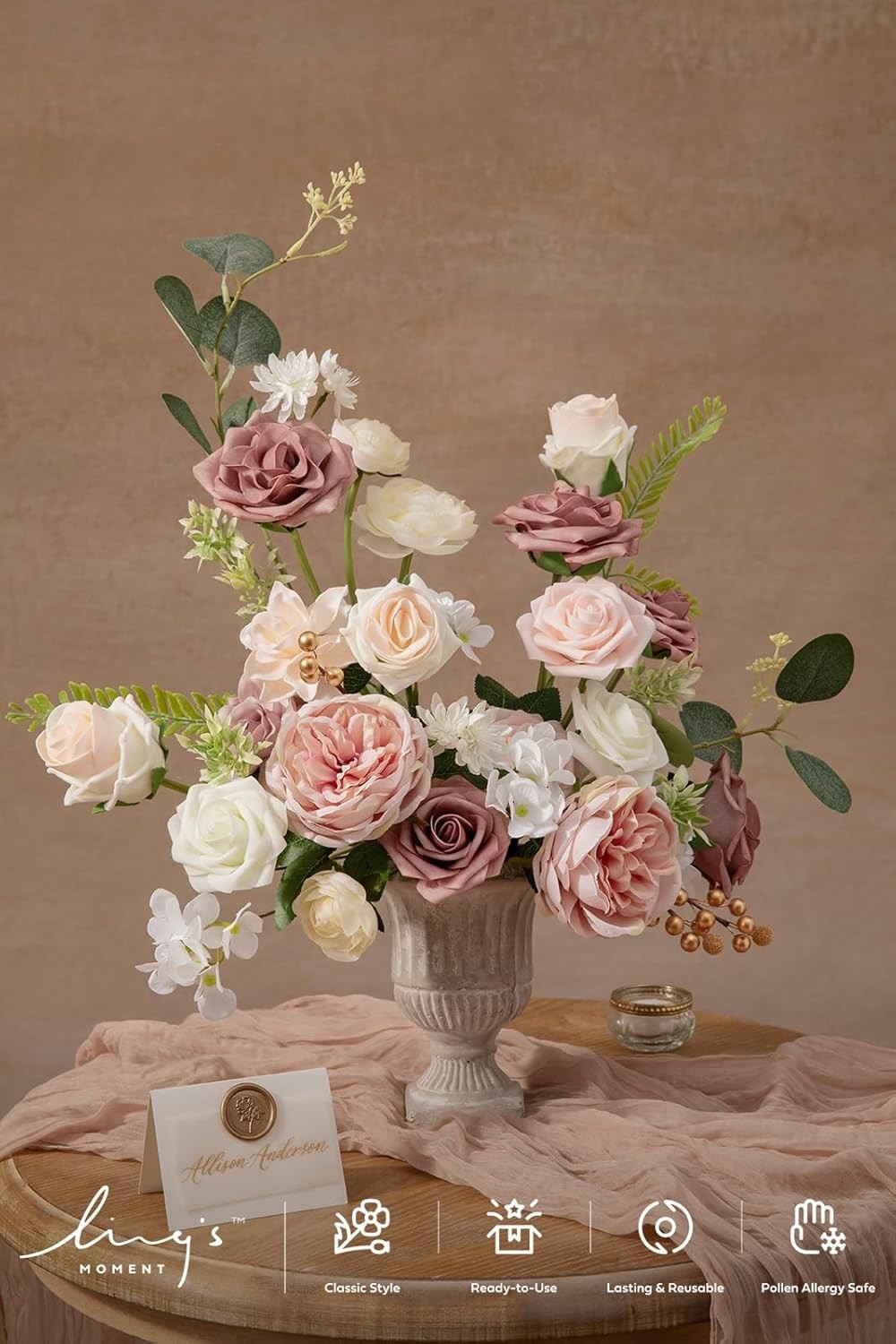 Silk Foam Roses Box, Greenery Stems, Wedding Bouquet Combo